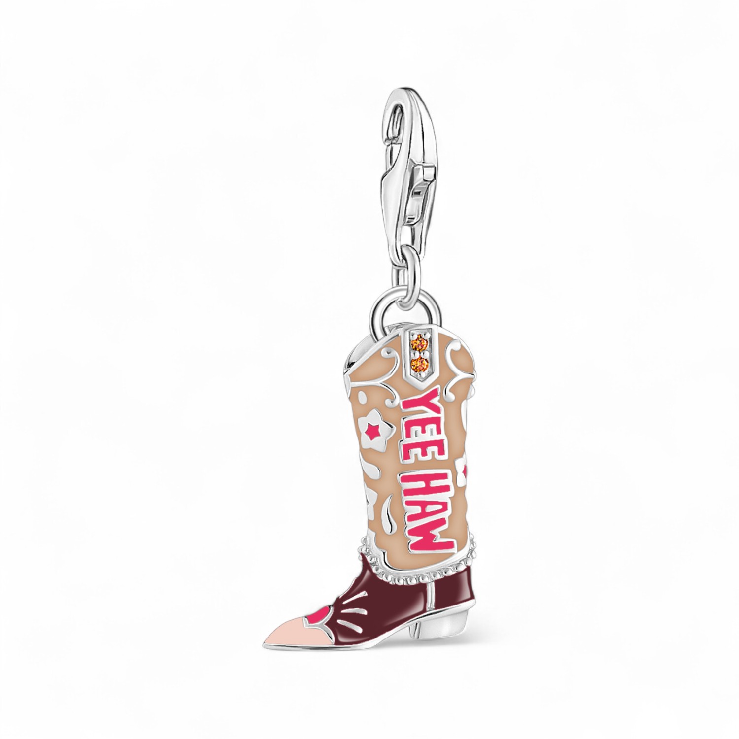 Thomas Sabo Charm-Anhänger Cowboy-Stiefel mit "Yeehaw" Schriftzug, 925 Silber, Zirkonia, Damen, ca. 13x28mm