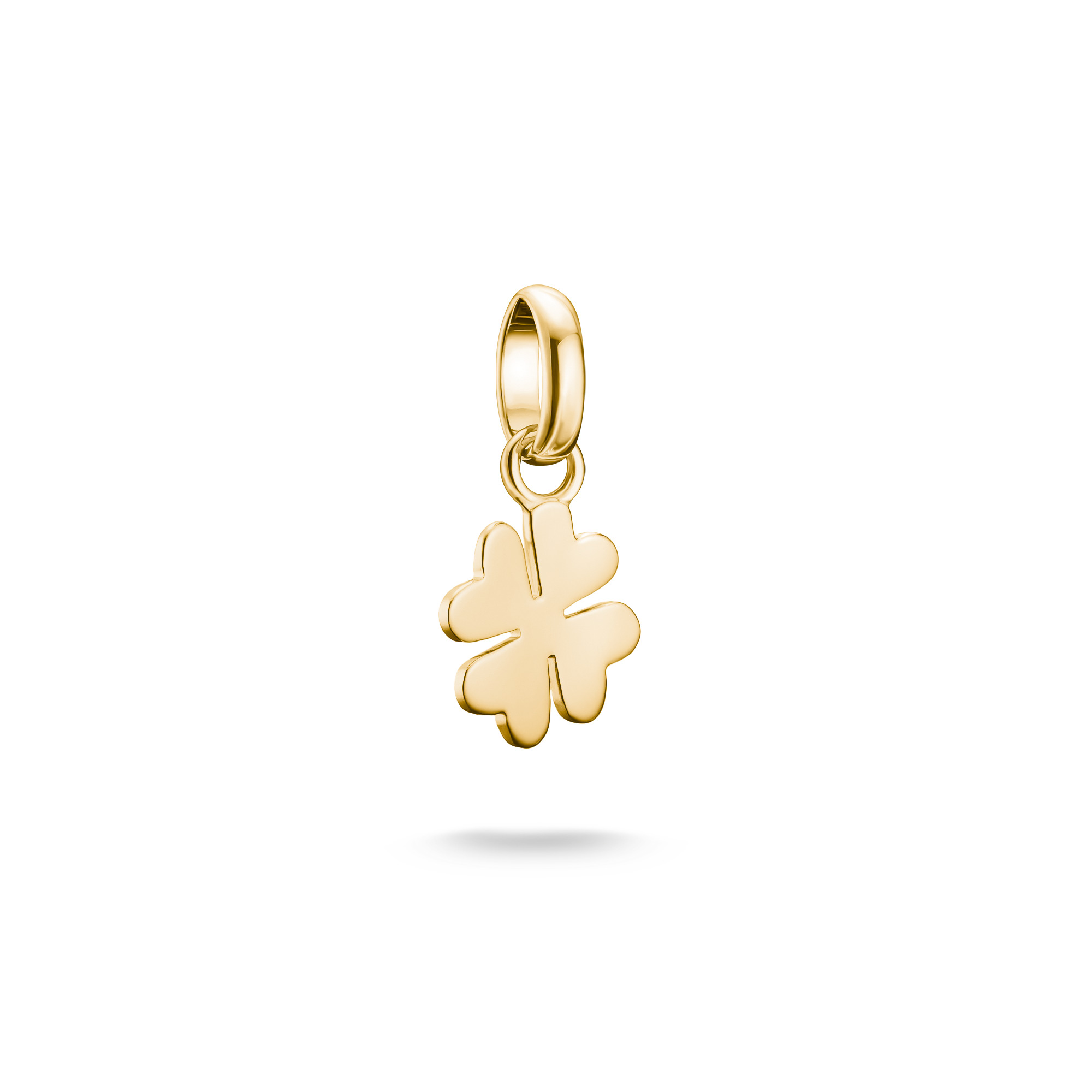 Thomas Sabo Charm-Anhänger Glücksklee aus 925er Silber vergoldet, goldfarben, für Damen, Herren und Kinder