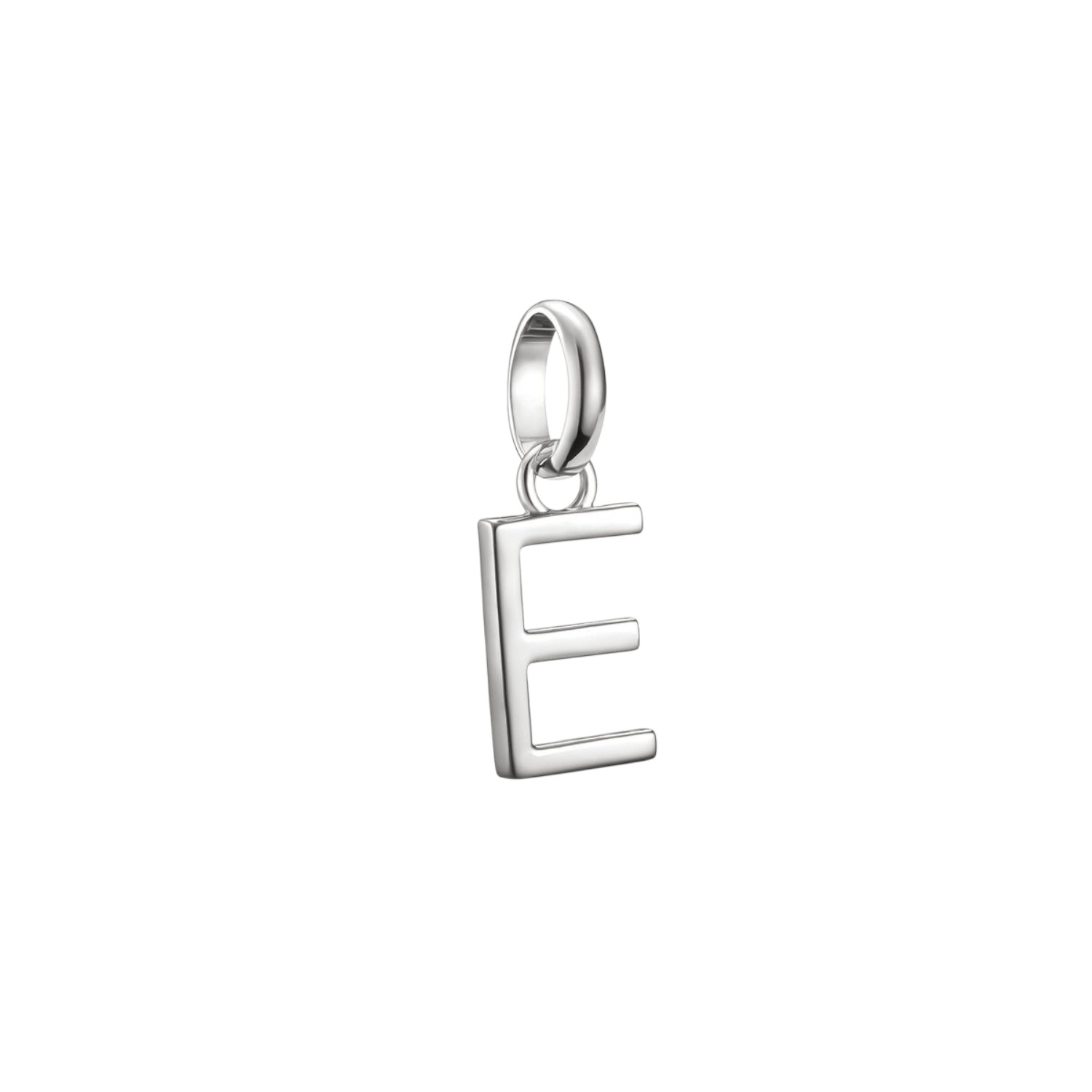 Thomas Sabo Charm-Anhänger Buchstabe E aus recyceltem 925 Silber für Damen und Kinder, 18x7mm, silberfarben