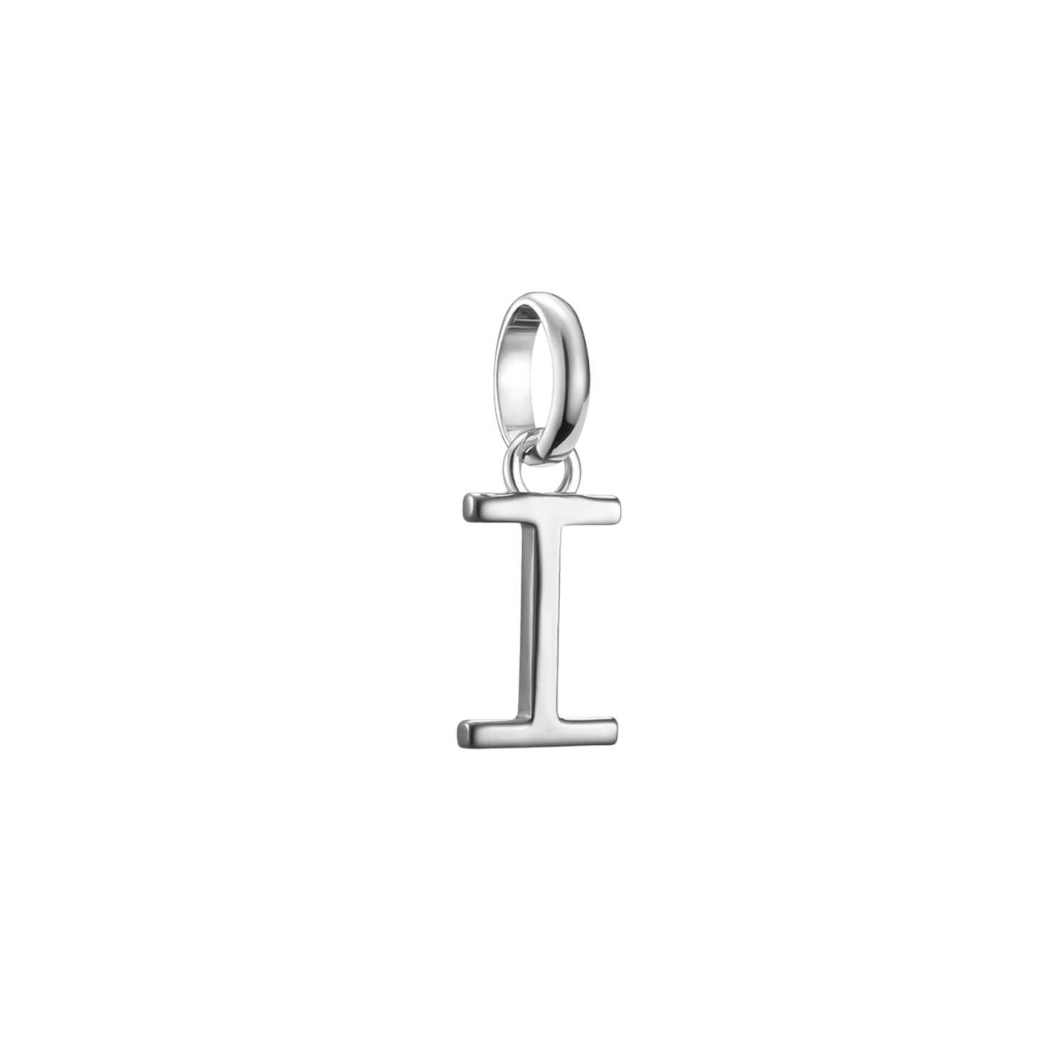 Thomas Sabo Charm-Anhänger Buchstabe I aus recyceltem 925 Silber für Damen, 18x7mm, silberfarben
