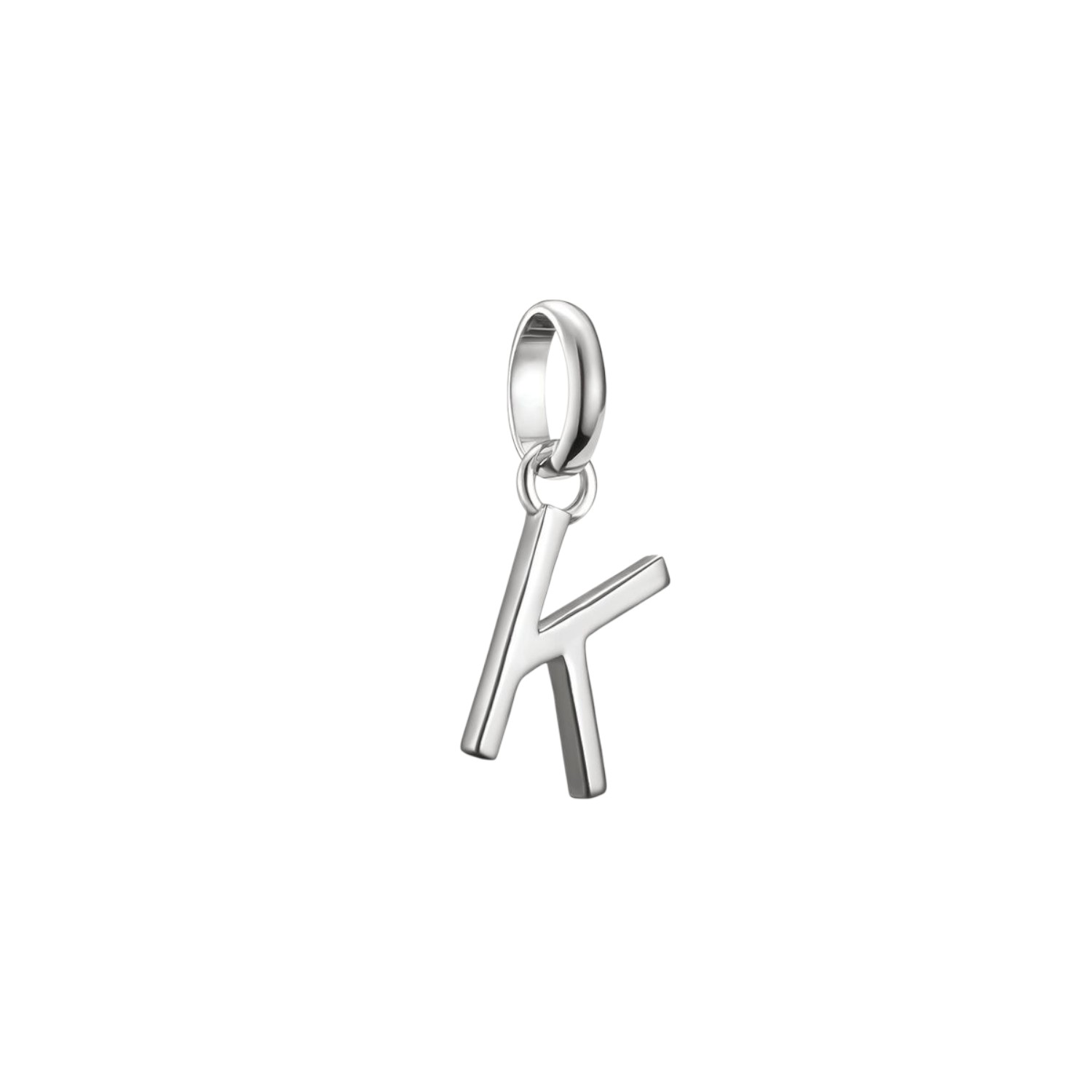 Thomas Sabo Charm-Anhänger Buchstabe K aus recyceltem 925 Silber für Damen, 18x7mm, silberfarben