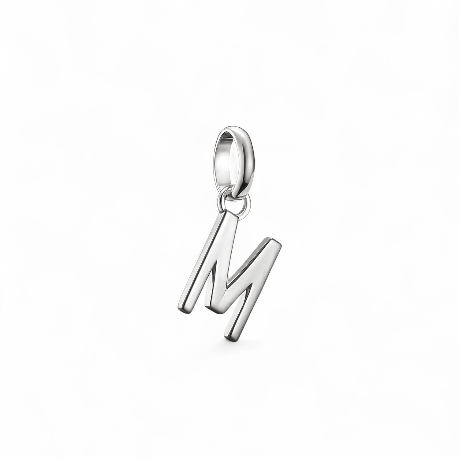 Thomas Sabo Charm-Anhänger Buchstabe M aus recyceltem 925 Silber für Damen, 18x7mm, silberfarben
