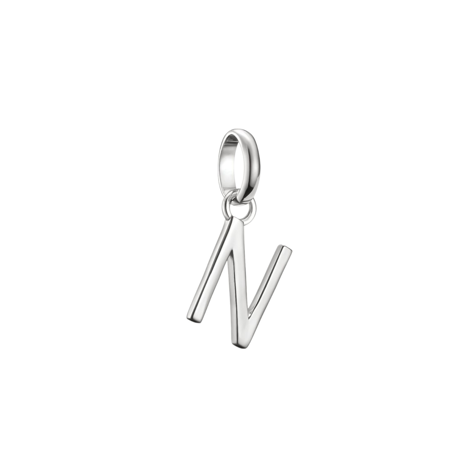 Thomas Sabo Charm-Anhänger Buchstabe N aus recyceltem 925 Silber für Damen, 18x7mm, silberfarben