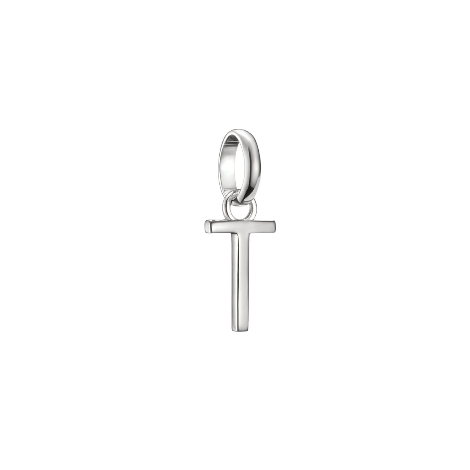 Thomas Sabo Charm-Anhänger Buchstabe T aus recyceltem 925 Silber für Damen, 18x7mm, silberfarben