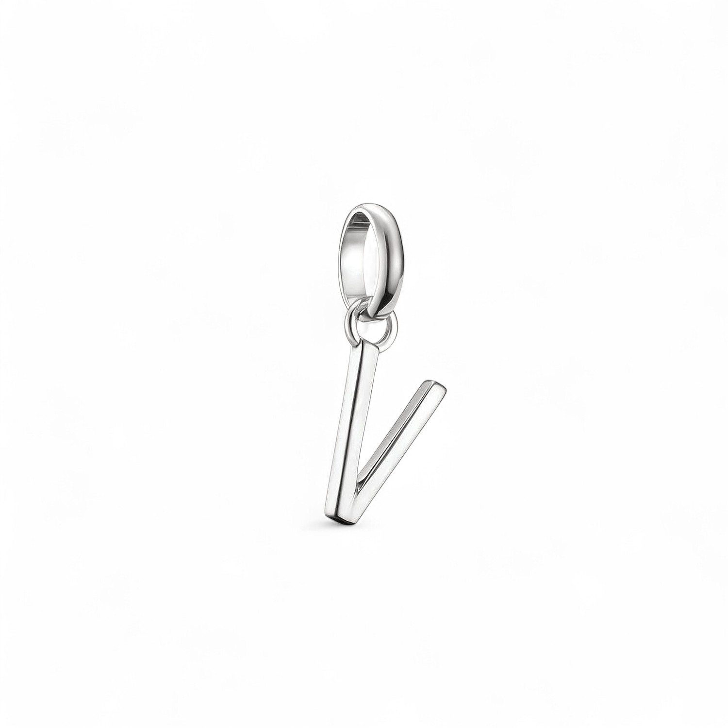 Thomas Sabo Charm-Anhänger Buchstabe V aus recyceltem 925 Silber für Damen, 18x7mm, silberfarben