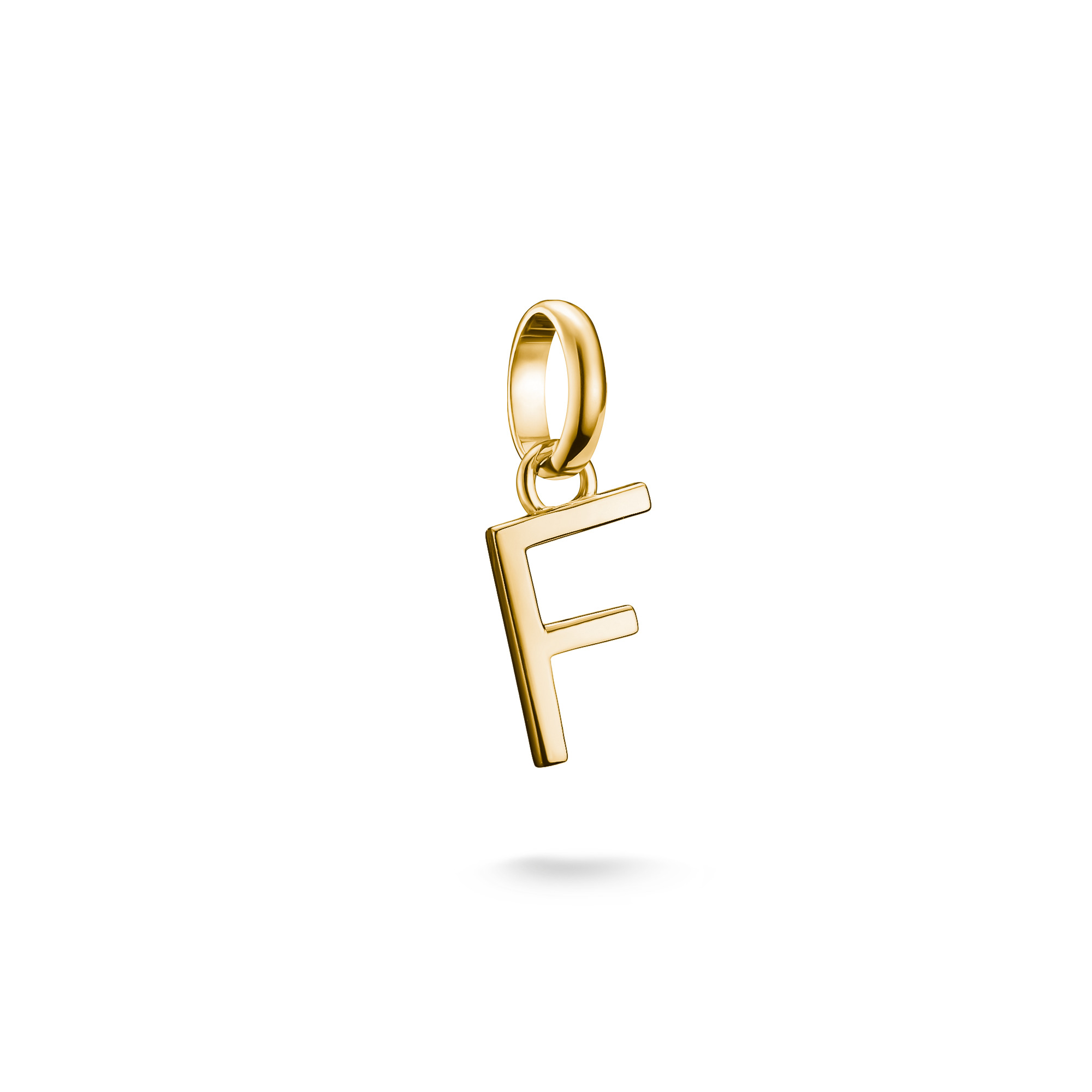 Thomas Sabo Charm-Anhänger Buchstabe F aus 925er Silber vergoldet in Gold für Damen, Herren und Kinder