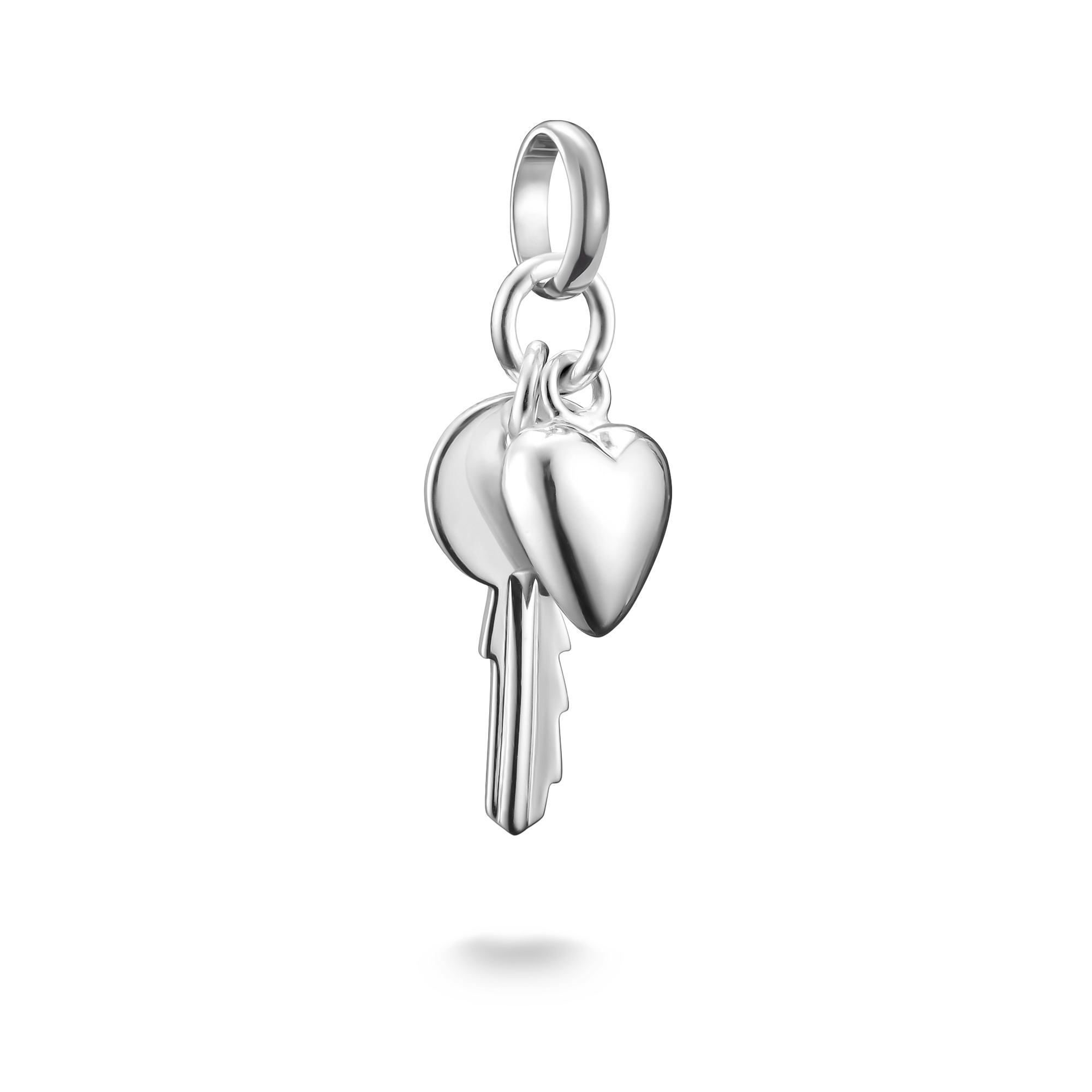 Thomas Sabo Charm-Anhänger Schlüssel mit Herz aus 925 Silber für Damen, Herren und Kinder, 22x8mm