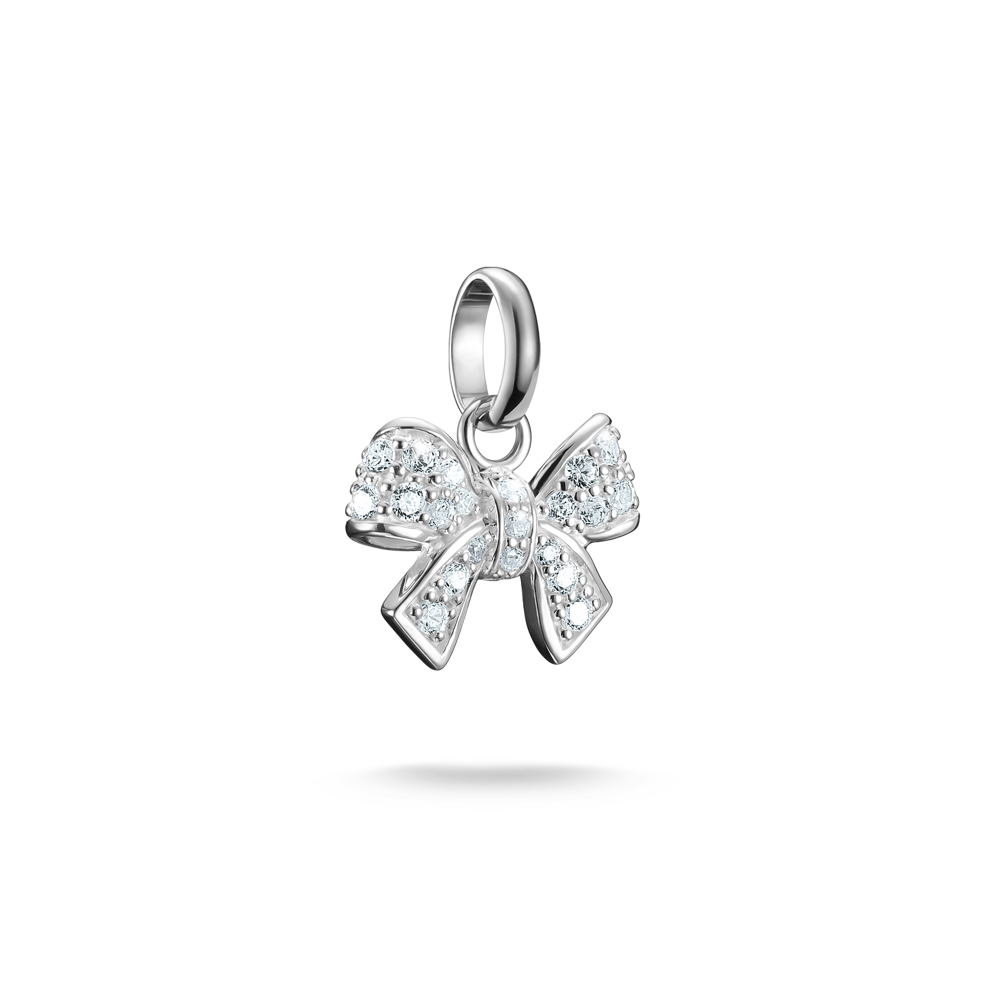 Thomas Sabo Charm-Anhänger Schleife aus 925 Silber mit Zirkonia für Damen und Kinder, silberfarben,