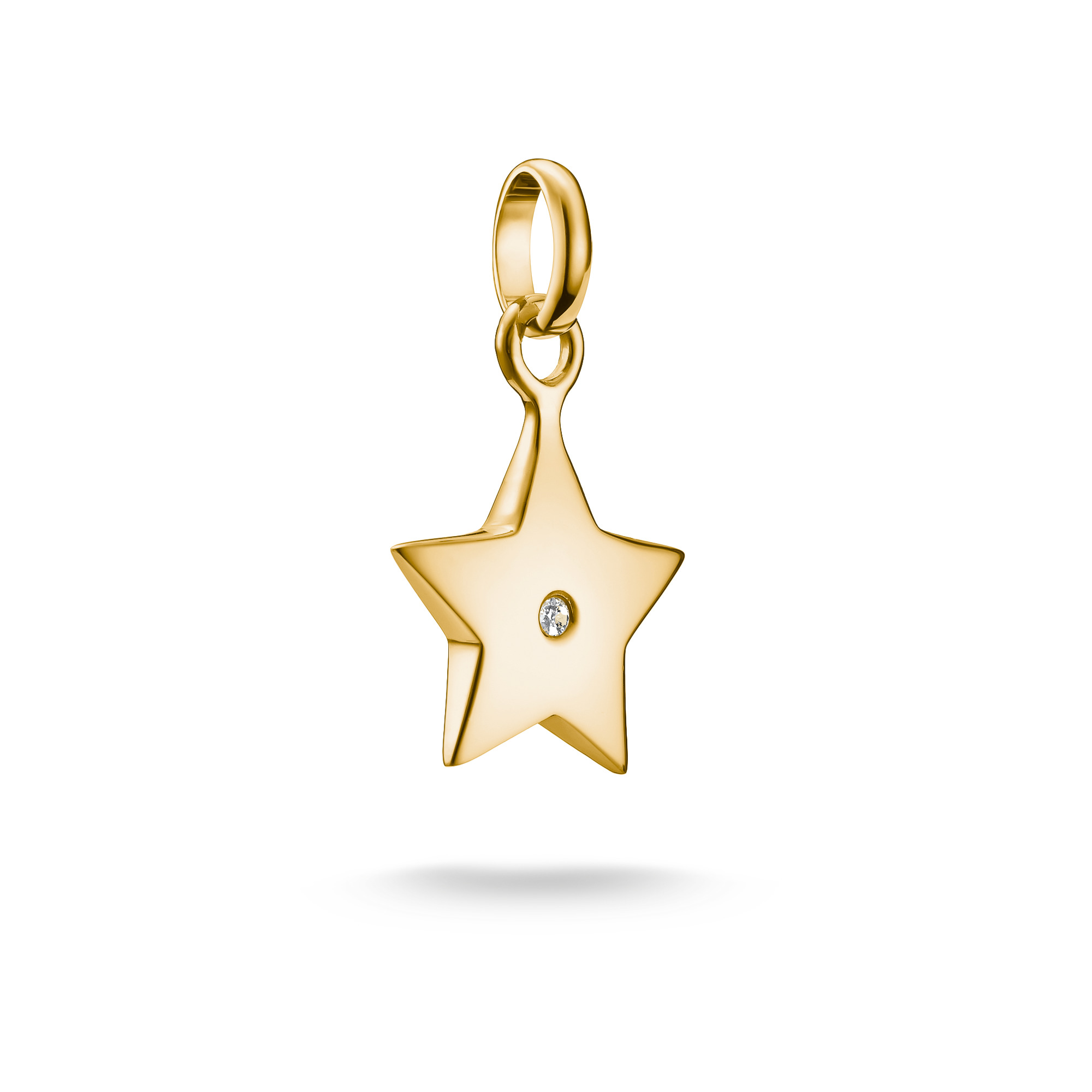 Thomas Sabo Charm-Anhänger Stern, 925 Silber vergoldet, Zirkonia, 22,5x14mm