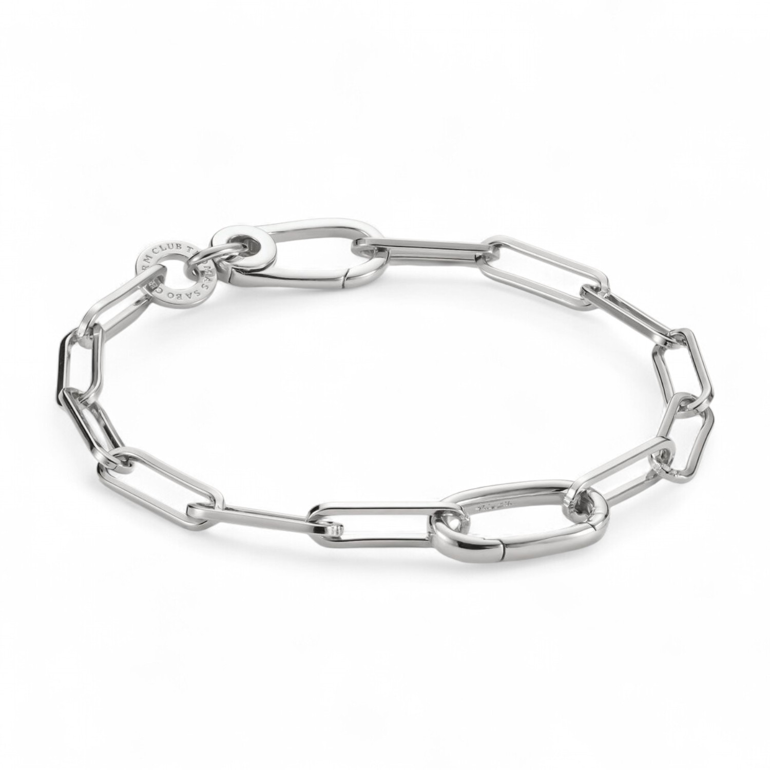 Thomas Sabo Charm-Armband Paperclip aus recyceltem 925 Silber für Damen, 17 cm, silberfarben