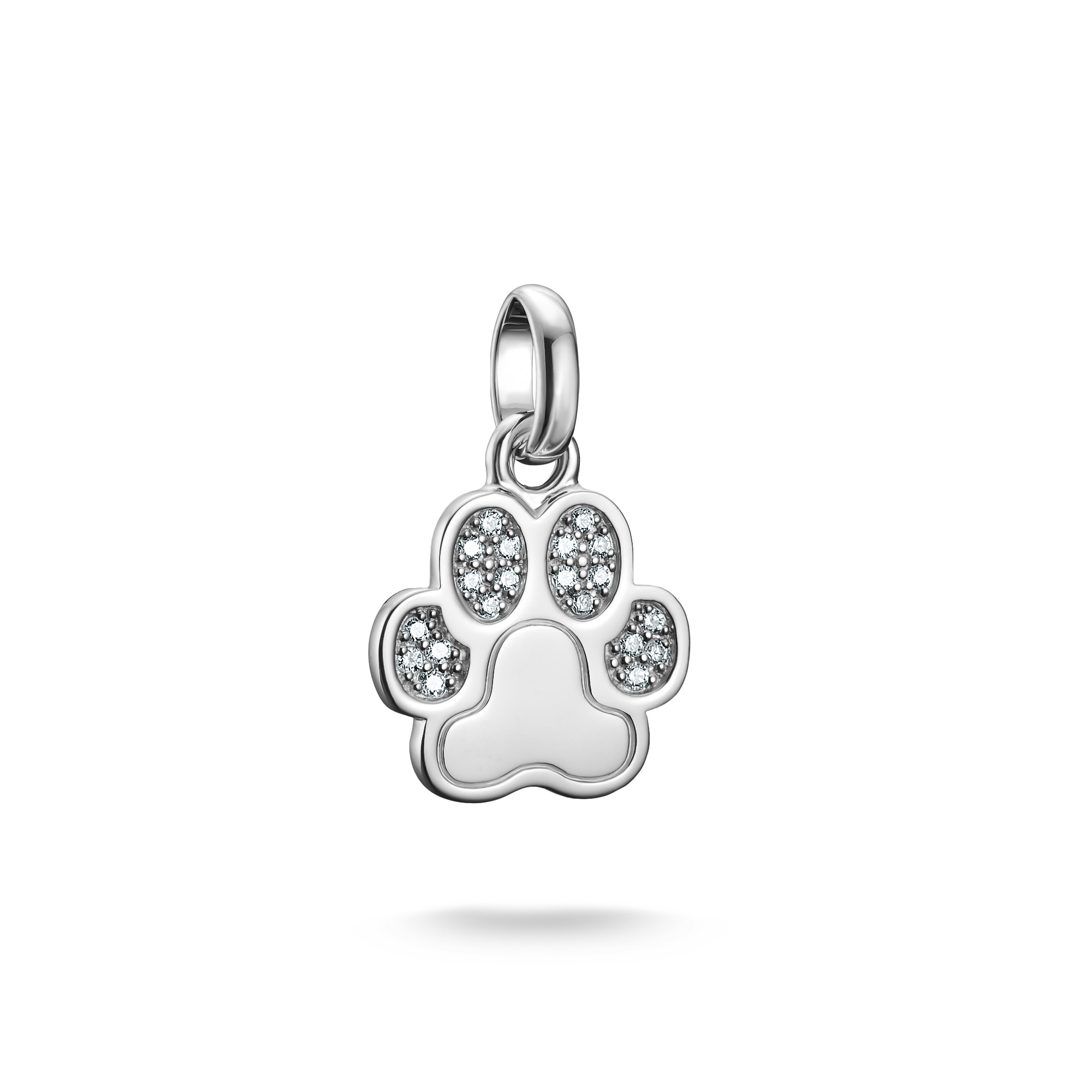 Thomas Sabo Charm-Anhänger Pfote aus 925 Silber mit Zirkonia für Damen, Herren und Kinder, 20x13mm