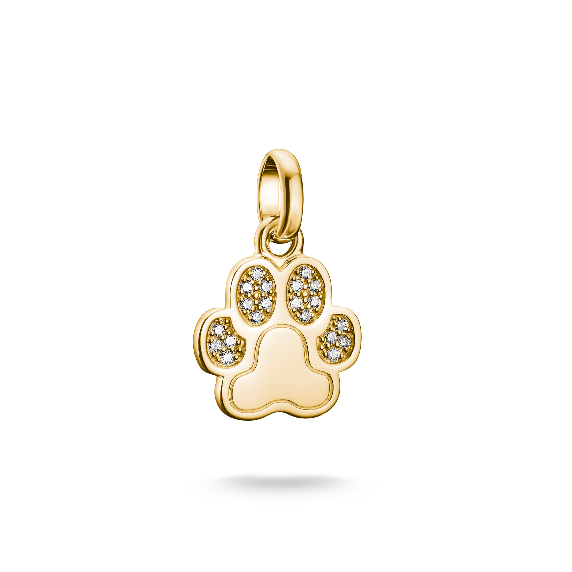 Thomas Sabo Charm-Anhänger Pfote aus 925er Silber vergoldet mit Zirkonia für Damen, Herren und Kinder