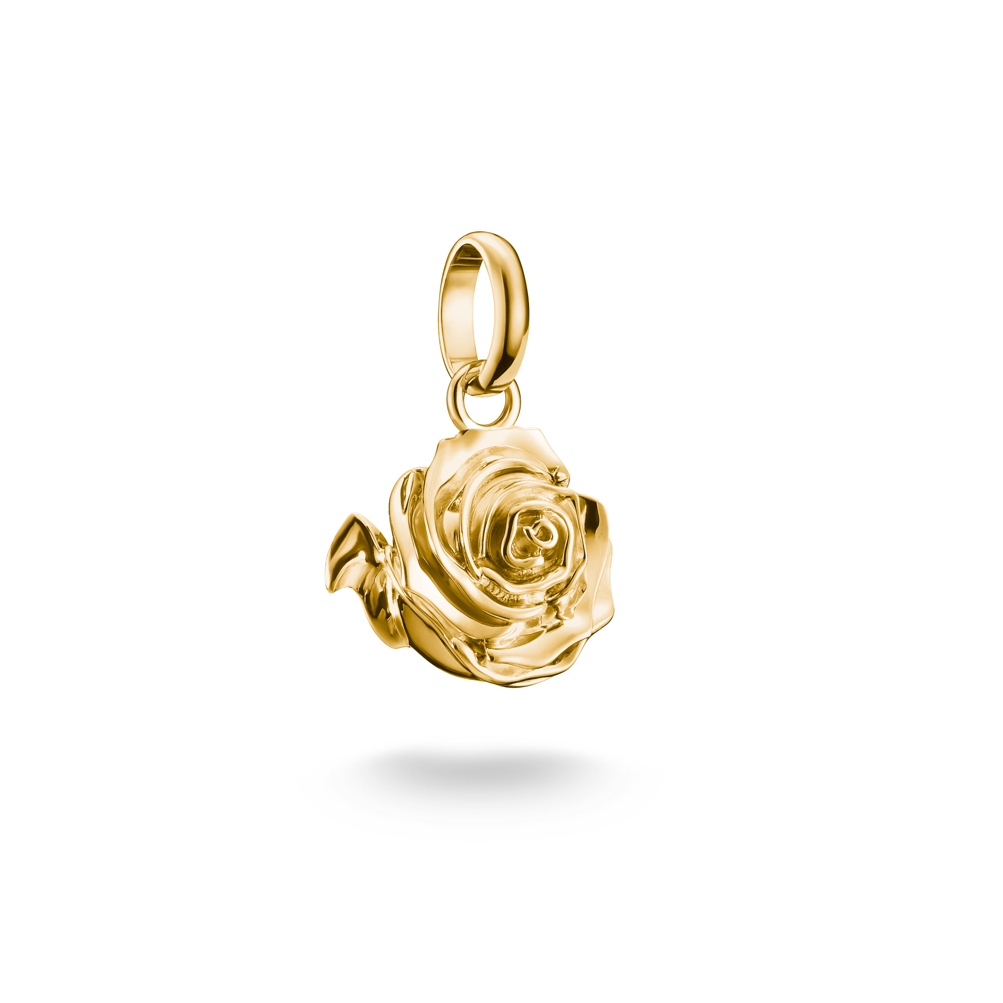 Thomas Sabo Charm-Anhänger Rosenblüte in goldfarben, 925 Silber vergoldet, für Damen, 18x11mm