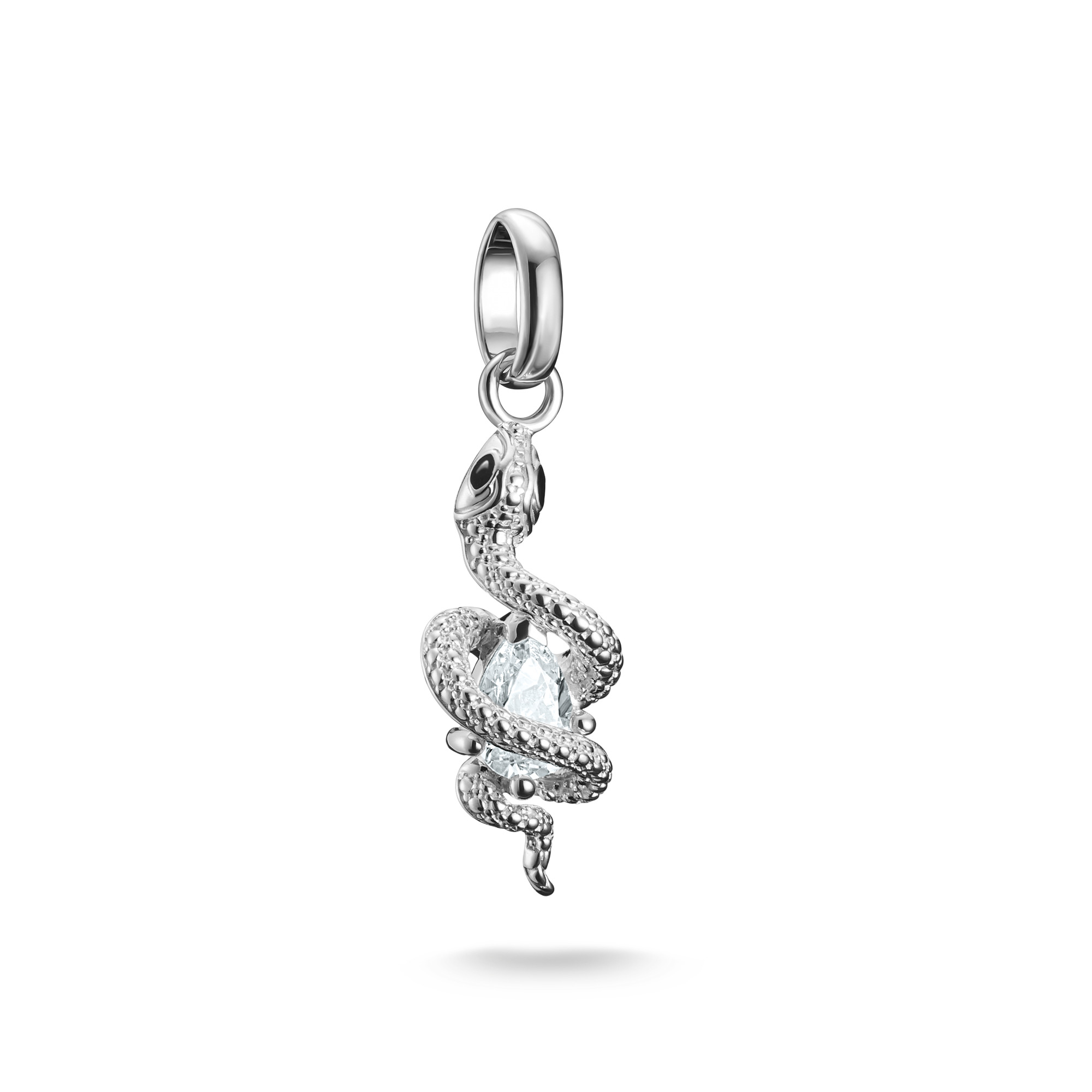 Thomas Sabo Charm-Anhänger Schlange aus 925 Silber mit Zirkonia für Damen, silberfarben, 8x25 mm
