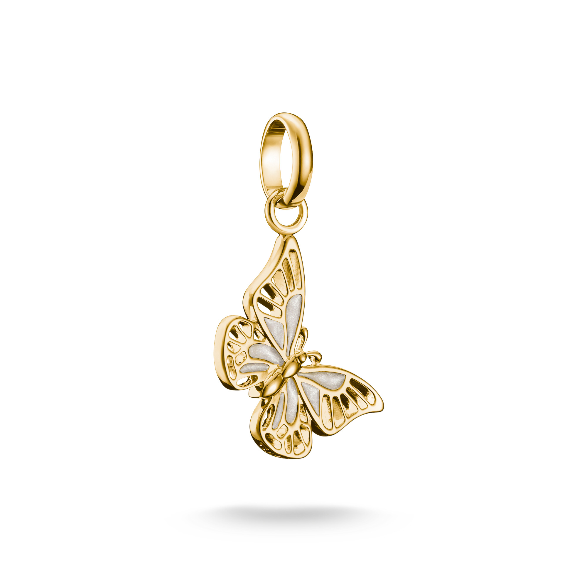 Thomas Sabo Charm-Anhänger Schmetterling 18k vergoldet für Damen, goldfarben, 925 Silber, 24,5x12,5mm