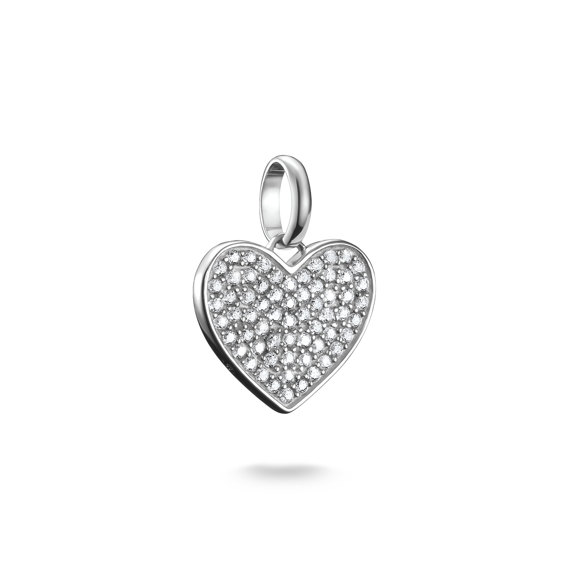 Thomas Sabo Charm-Anhänger Pavé-Herz aus 925 Silber mit Zirkonia für Damen und Kinder, silberfarben