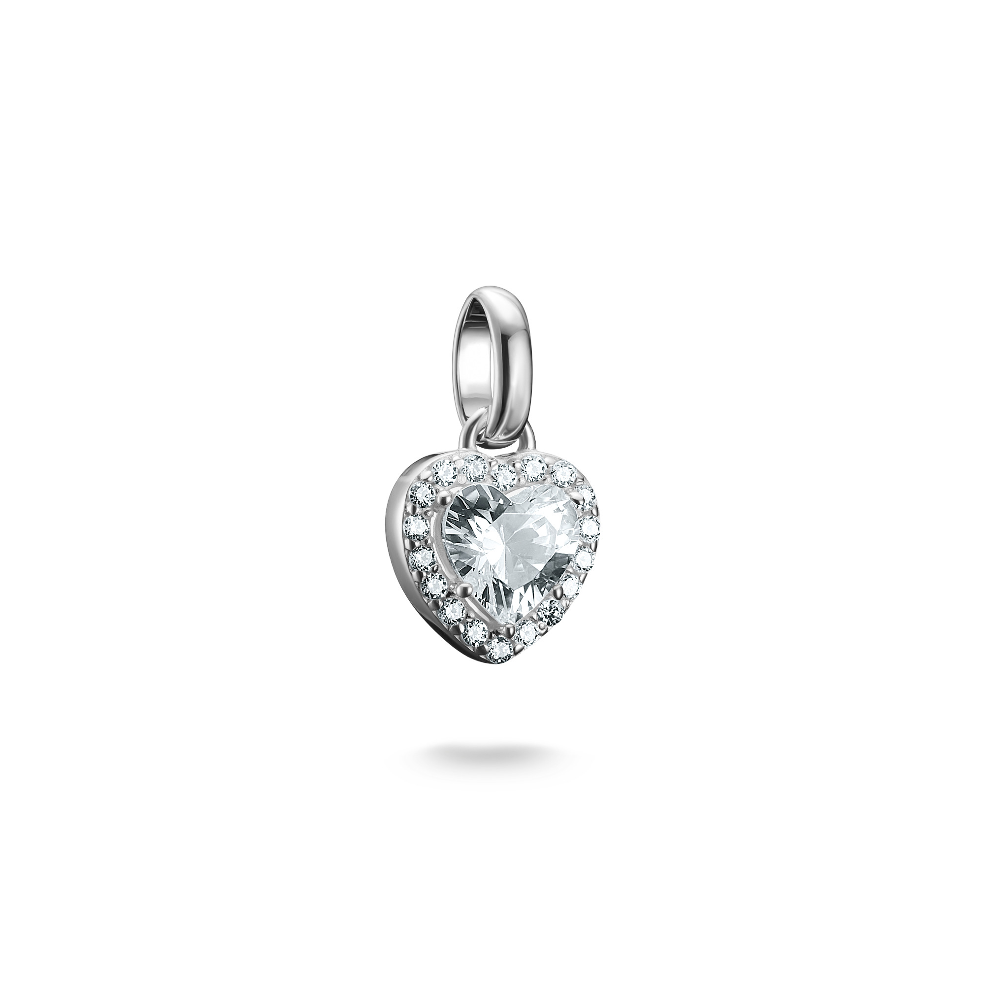 Thomas Sabo Charm-Anhänger Herz aus 925 Silber mit Zirkonia für Damen und Kinder, silberfarben