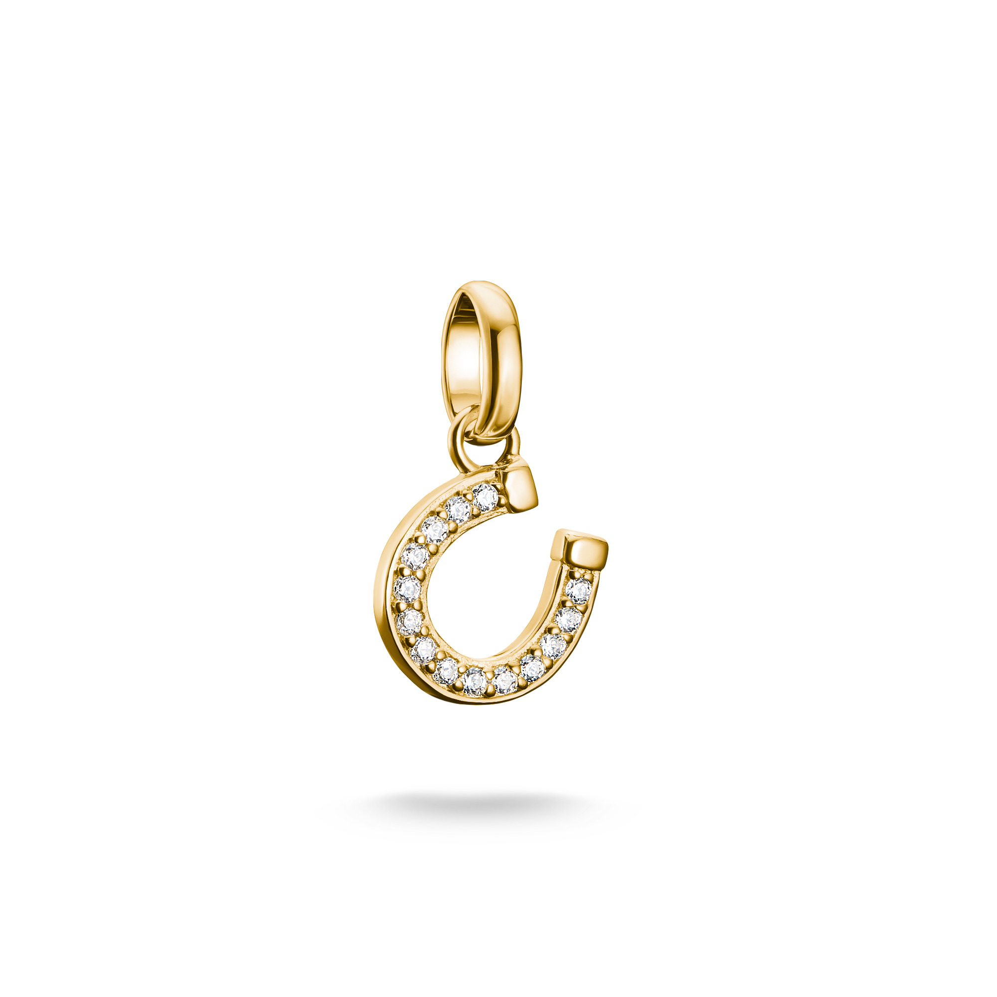 Thomas Sabo Charm-Anhänger Hufeisen aus vergoldetem Silber 925 mit Zirkonia für Damen und Kinder