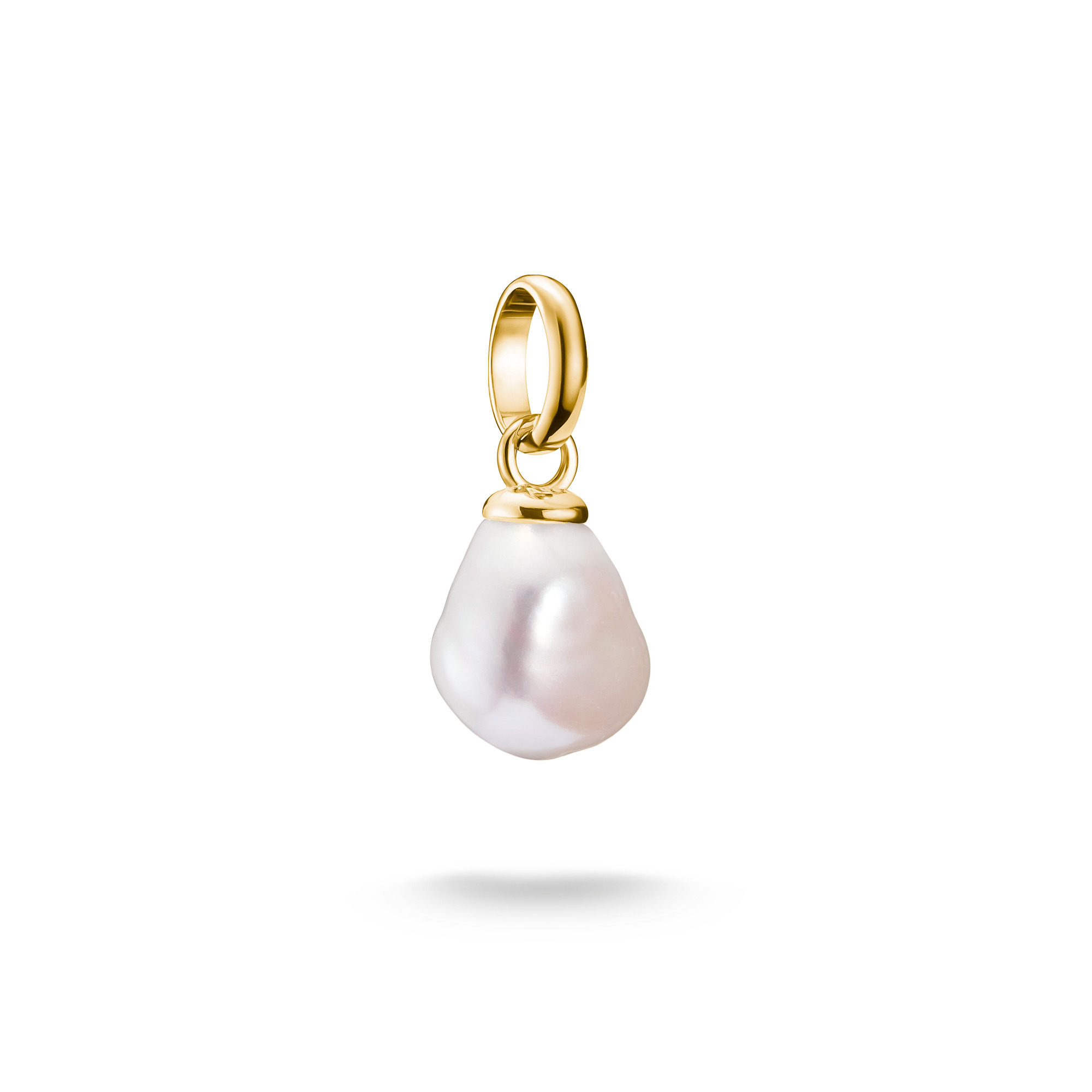 Thomas Sabo Charm-Anhänger mit Süßwasserzuchtperle, vergoldetes Silber, Damen, 19x9mm, gold-weiß