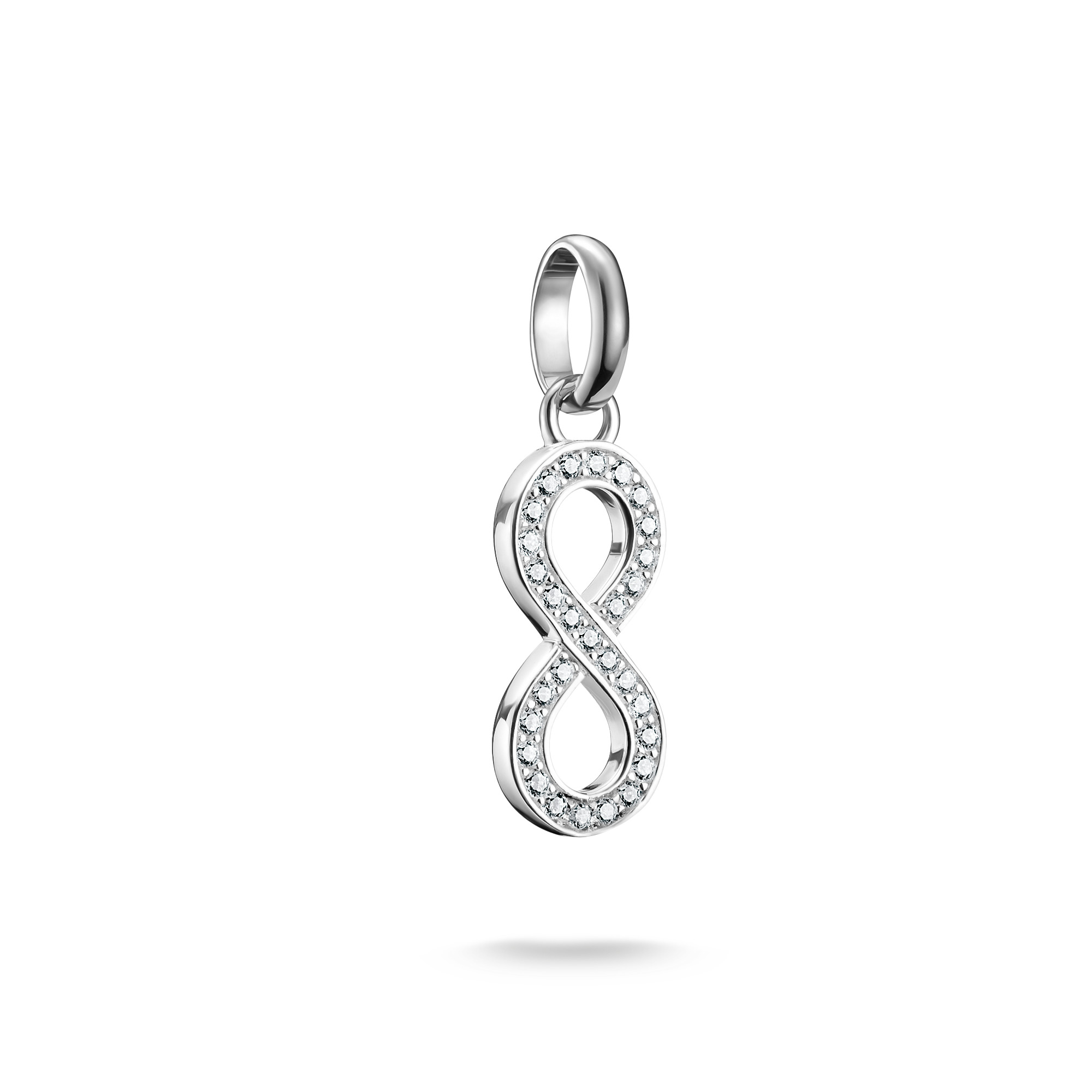 Thomas Sabo Charm-Anhänger Infinity aus 925 Silber mit Zirkonia für Damen, 23x7,5mm, silberfarben