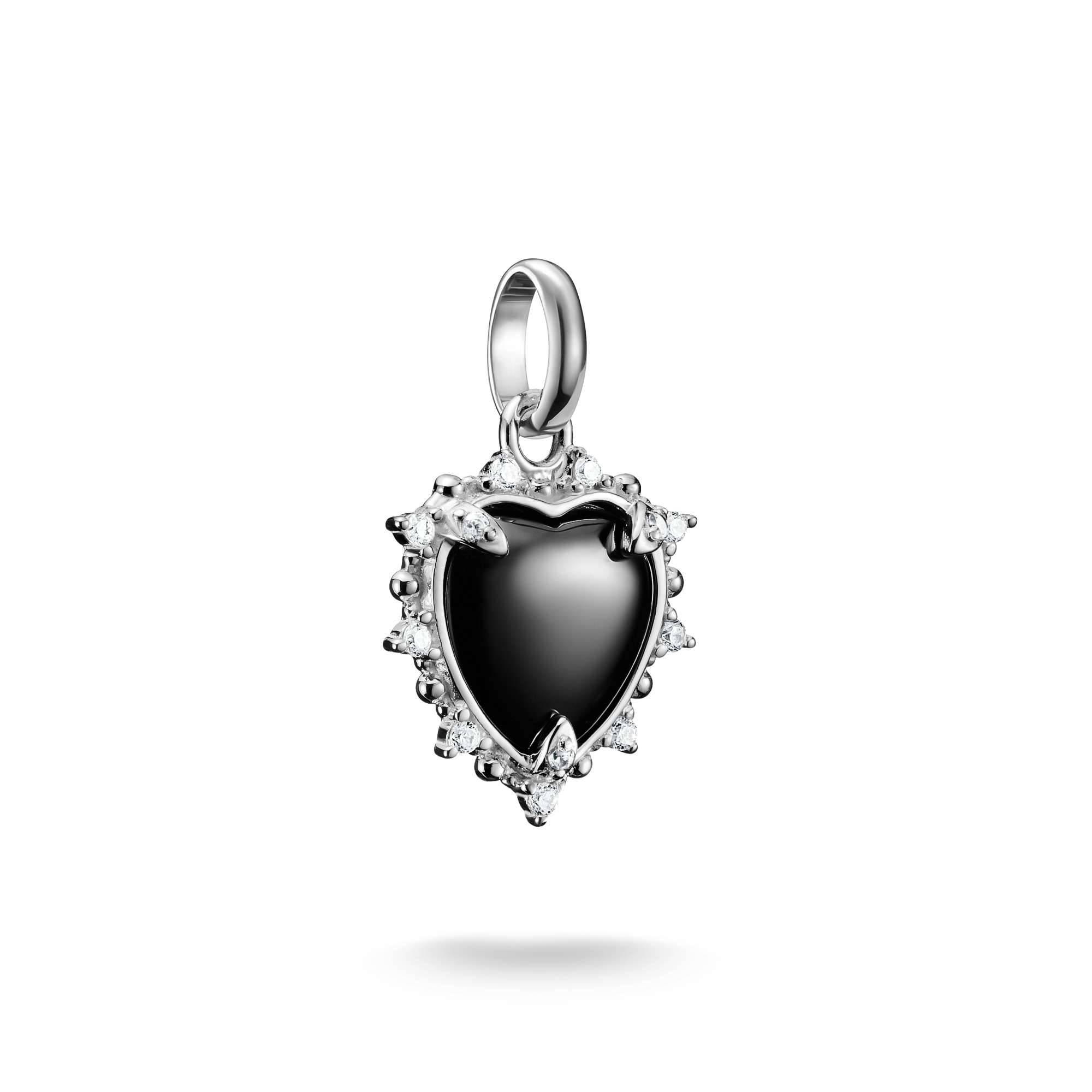 Thomas Sabo Charm-Anhänger Vintage-Herz schwarz aus 925 Silber mit Zirkonia für Damen und Kinder