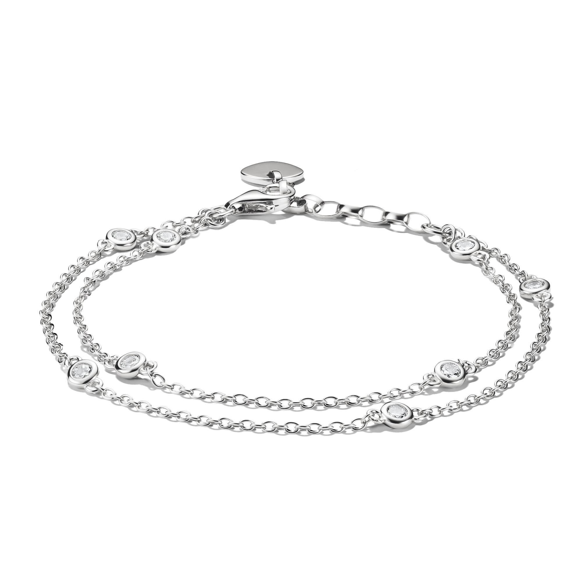 Thomas Sabo Damen Armband doppelreihig aus 925 Silber mit Zirkonia, 16-19 cm, silberfarben