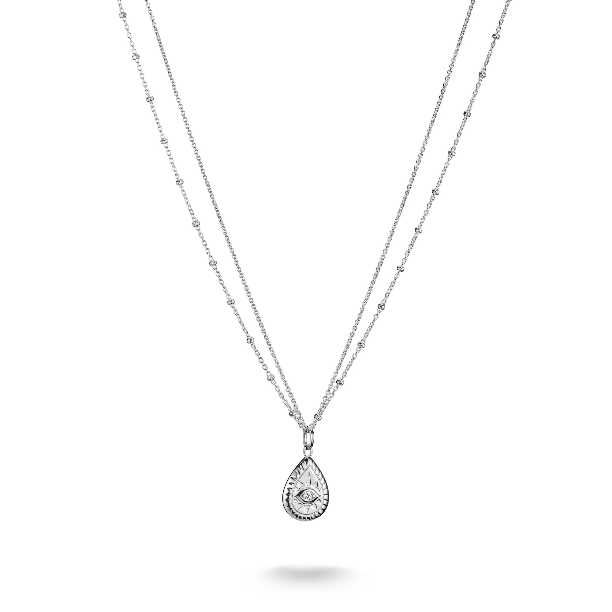 Thomas Sabo Doppelkette Elyndra-Auge mit Zirkonia für Damen, 925 Silber, 40-45 cm, silberfarben