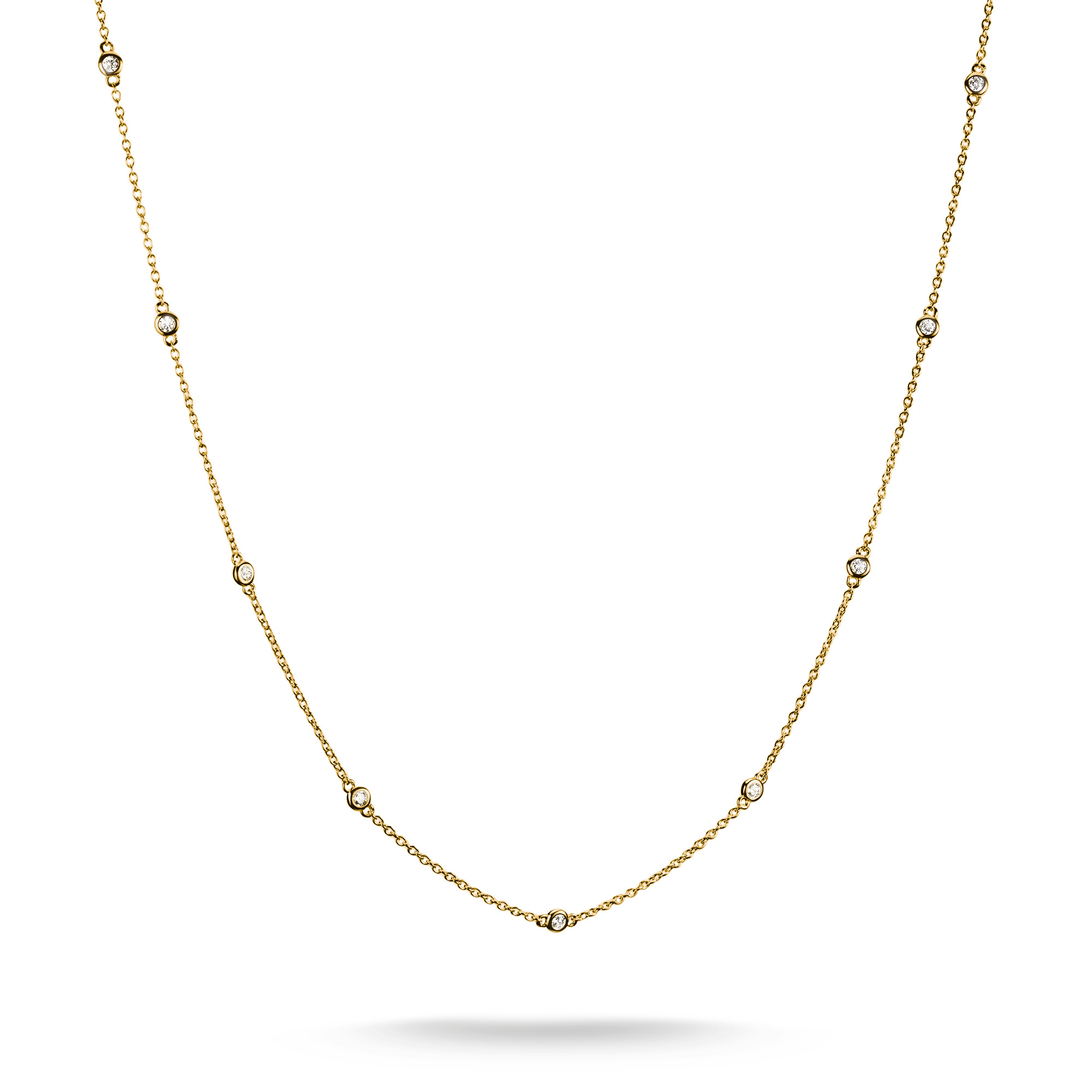 Thomas Sabo Damen Kette mit weißen Zirkoniasteinen, 18k vergoldet, 45/47/50 cm, Silber 925