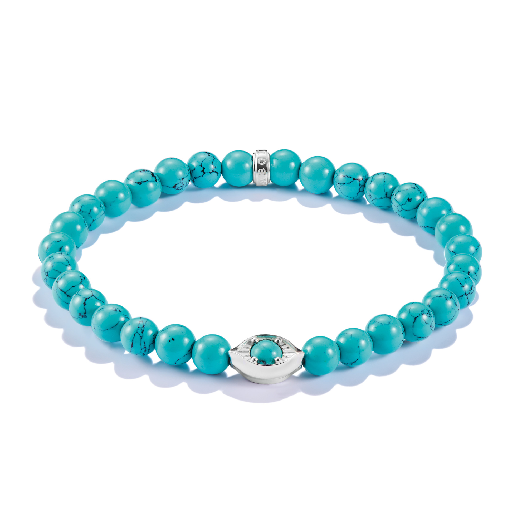 Thomas Sabo Armband Elyndra mit Türkis Beads für Damen, 925 Silber, 17cm, silber-blau