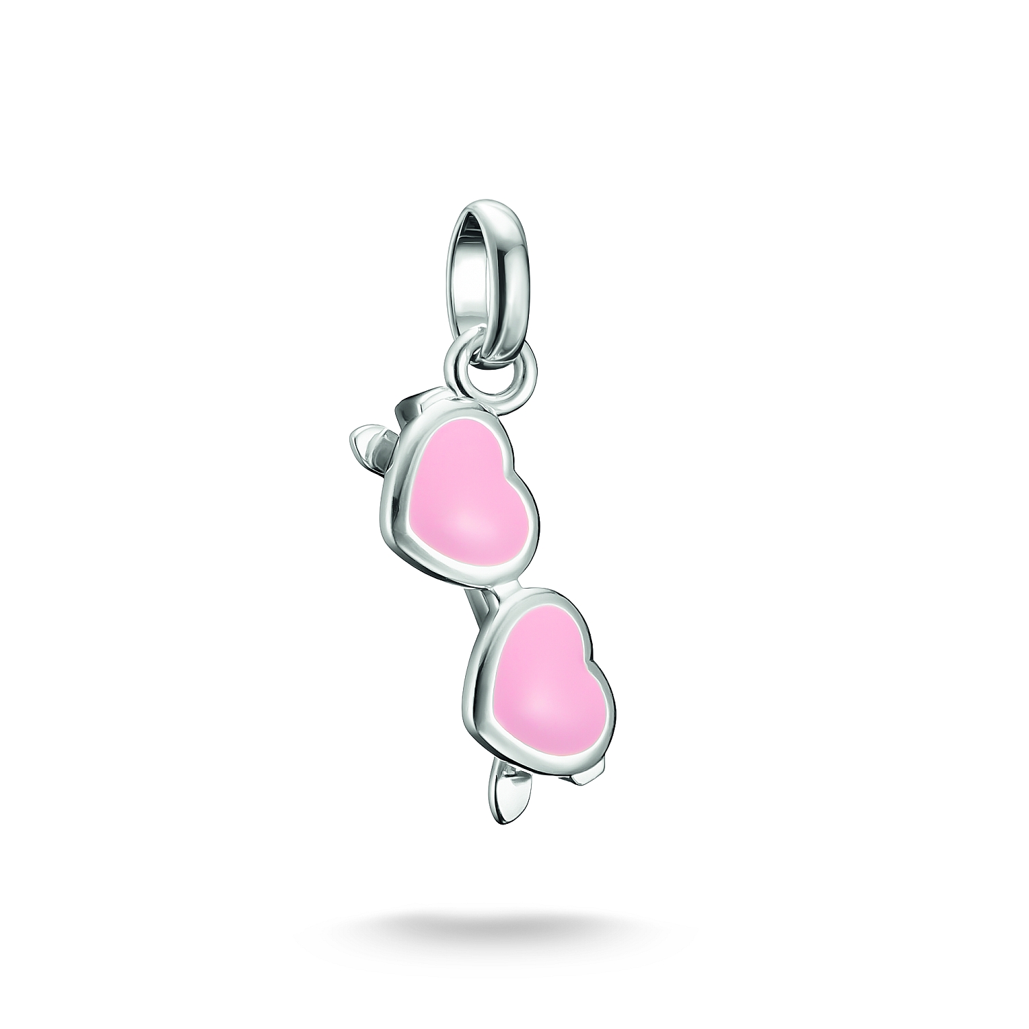 Thomas Sabo Charm-Anhänger Herz Brille aus 925 Silber mit Kaltemail in Silber und Rosa für Damen