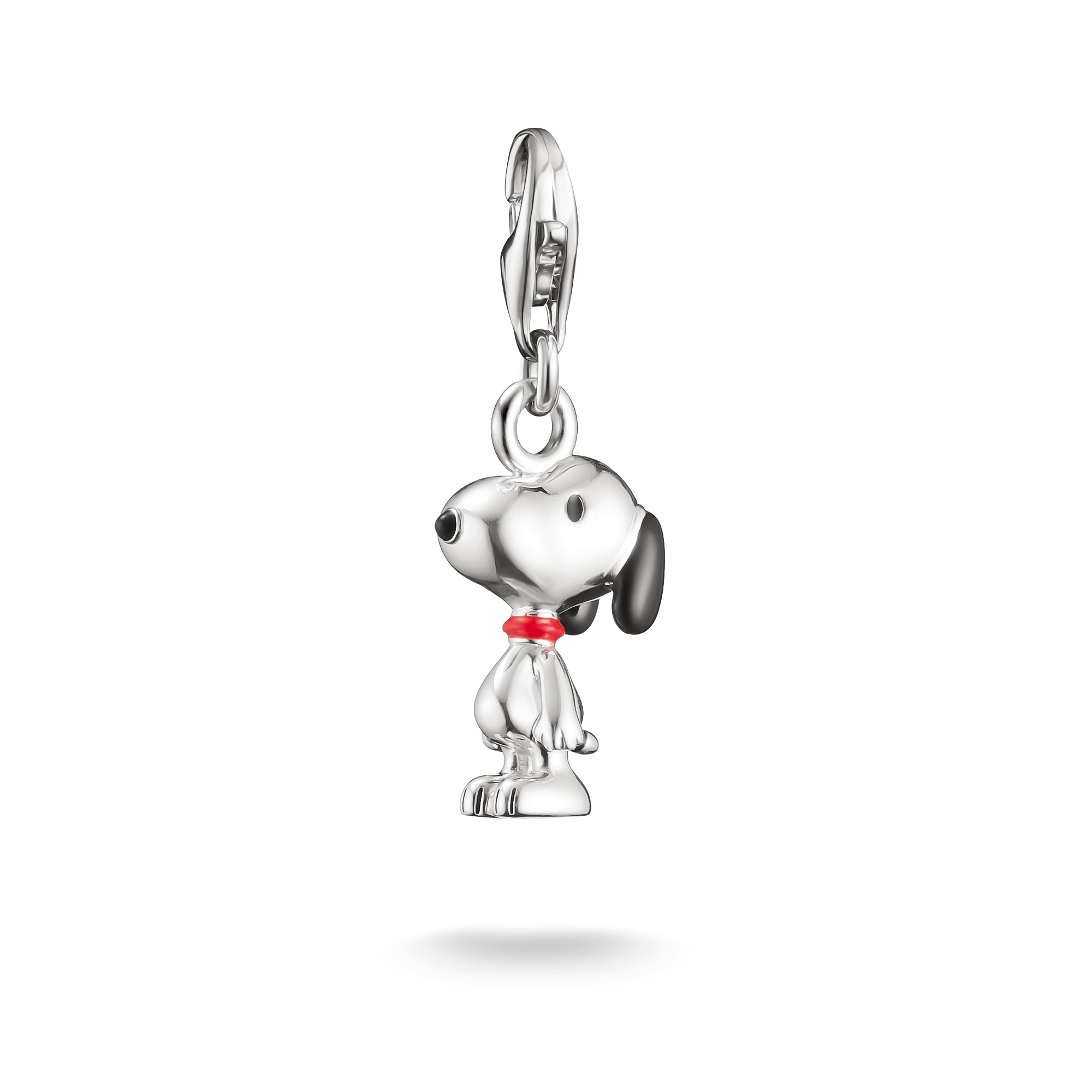 Thomas Sabo Charm-Anhänger Snoopy aus 925 Silber für Damen – PEANUTS Original, silberfarben mit schwarz und