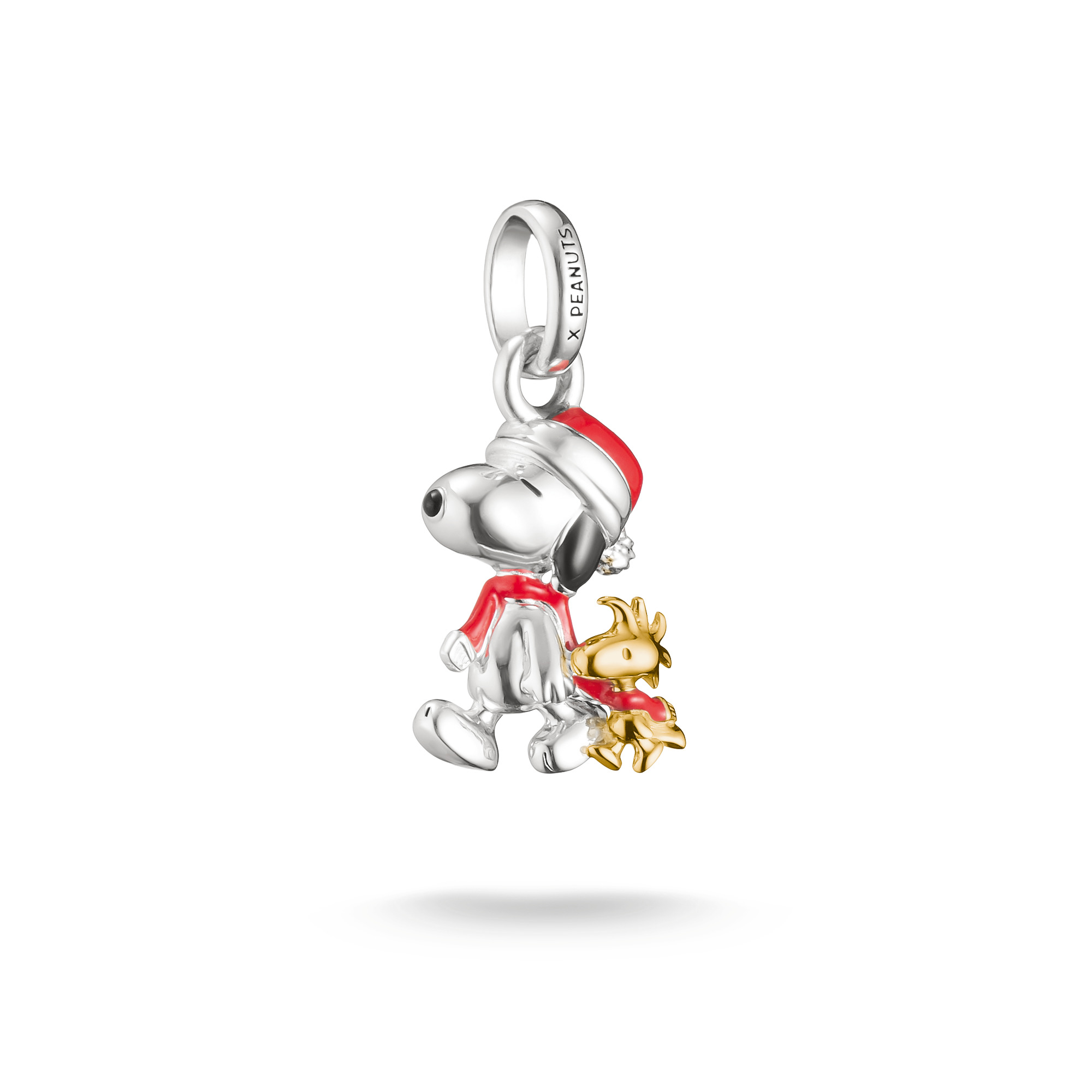 Charm-Anhänger Snoopy & Woodstock von Thomas Sabo – Santa Edition, 925 Silber, Damen, ca. 22x10,5mm