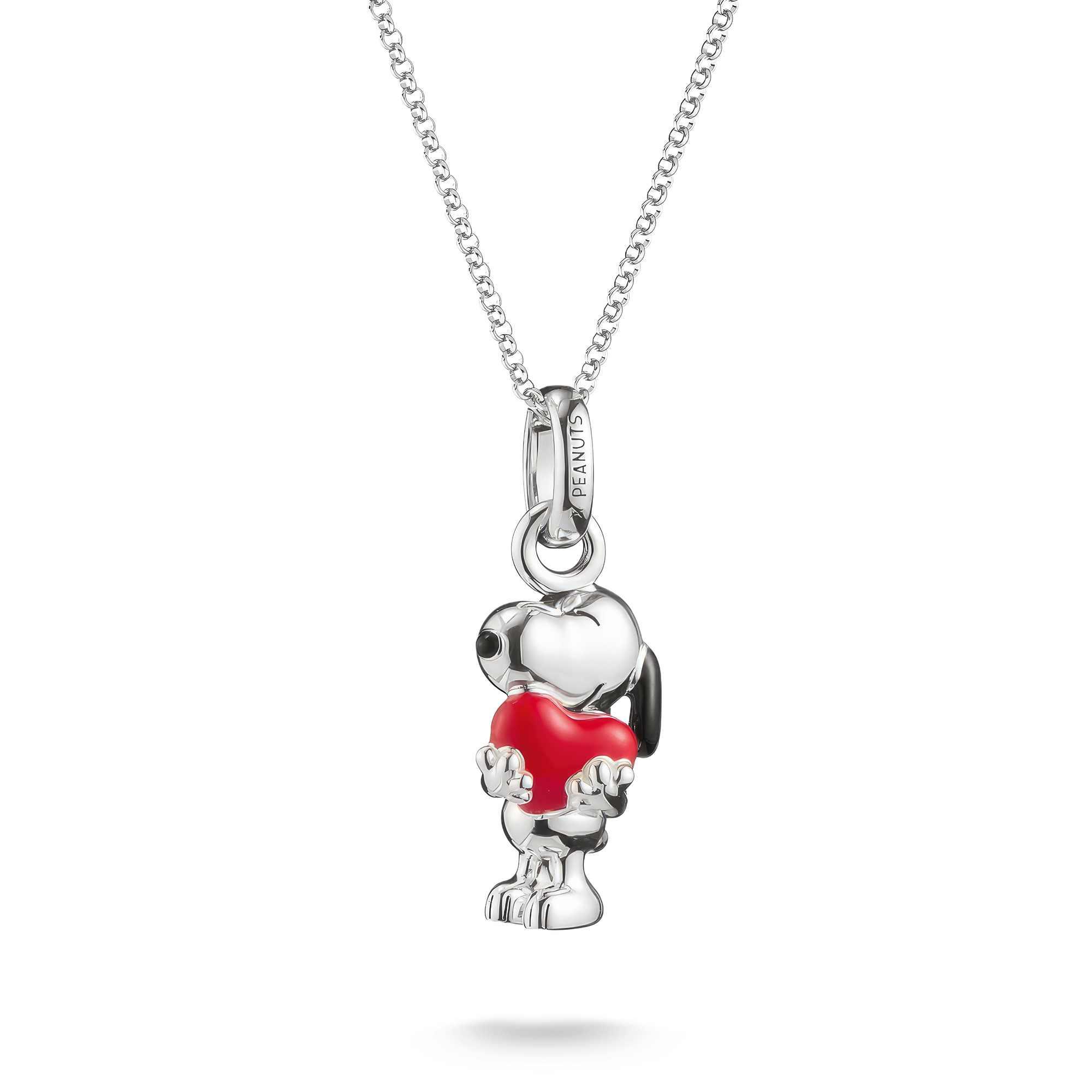Thomas Sabo Kette Snoopy mit Herz Anhänger aus 925 Silber für Damen, 40-45cm, silberfarben/rot/schwarz