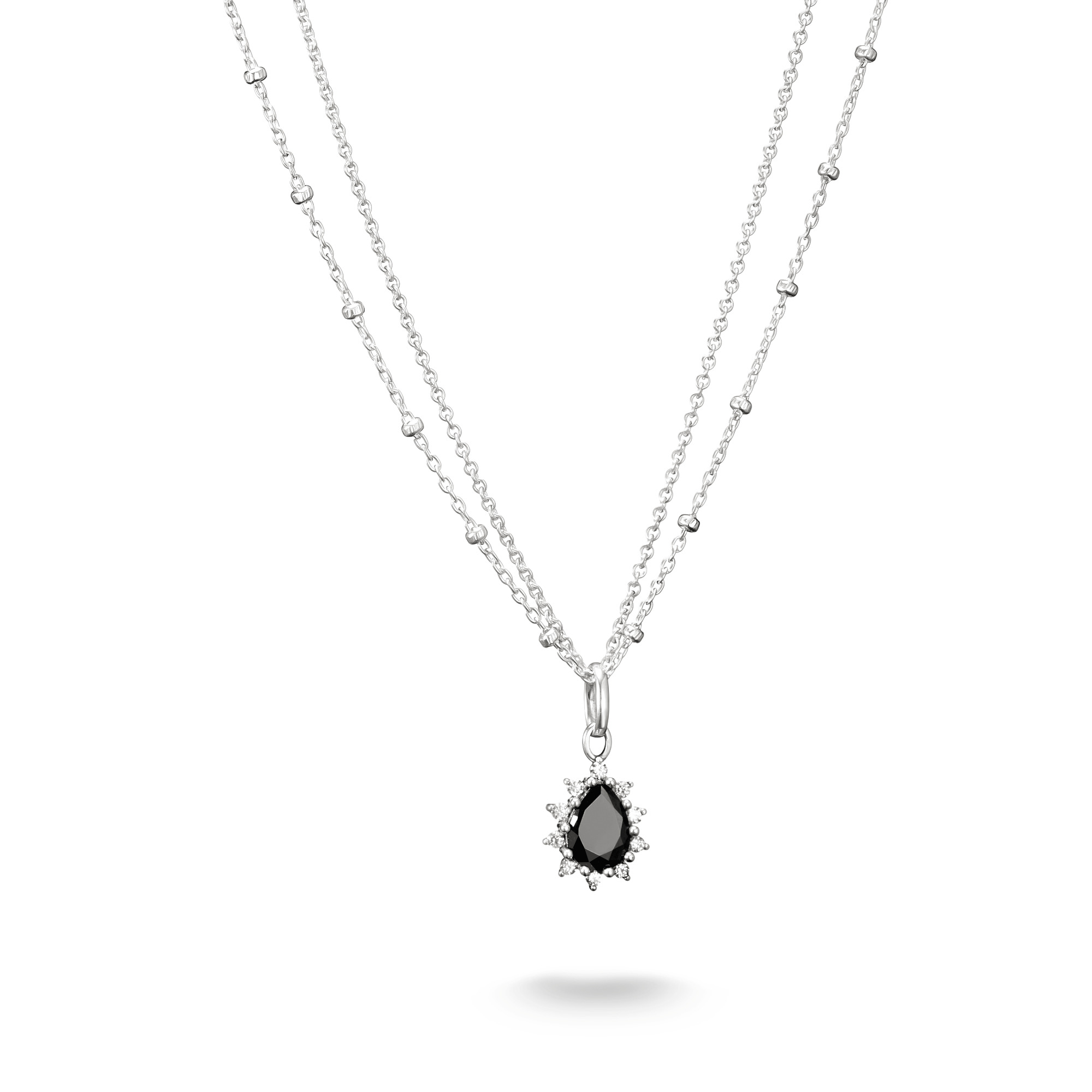 Thomas Sabo Kette True Romance mit facettiertem Zirkonia in Silber und Schwarz, 40-45 cm für Damen