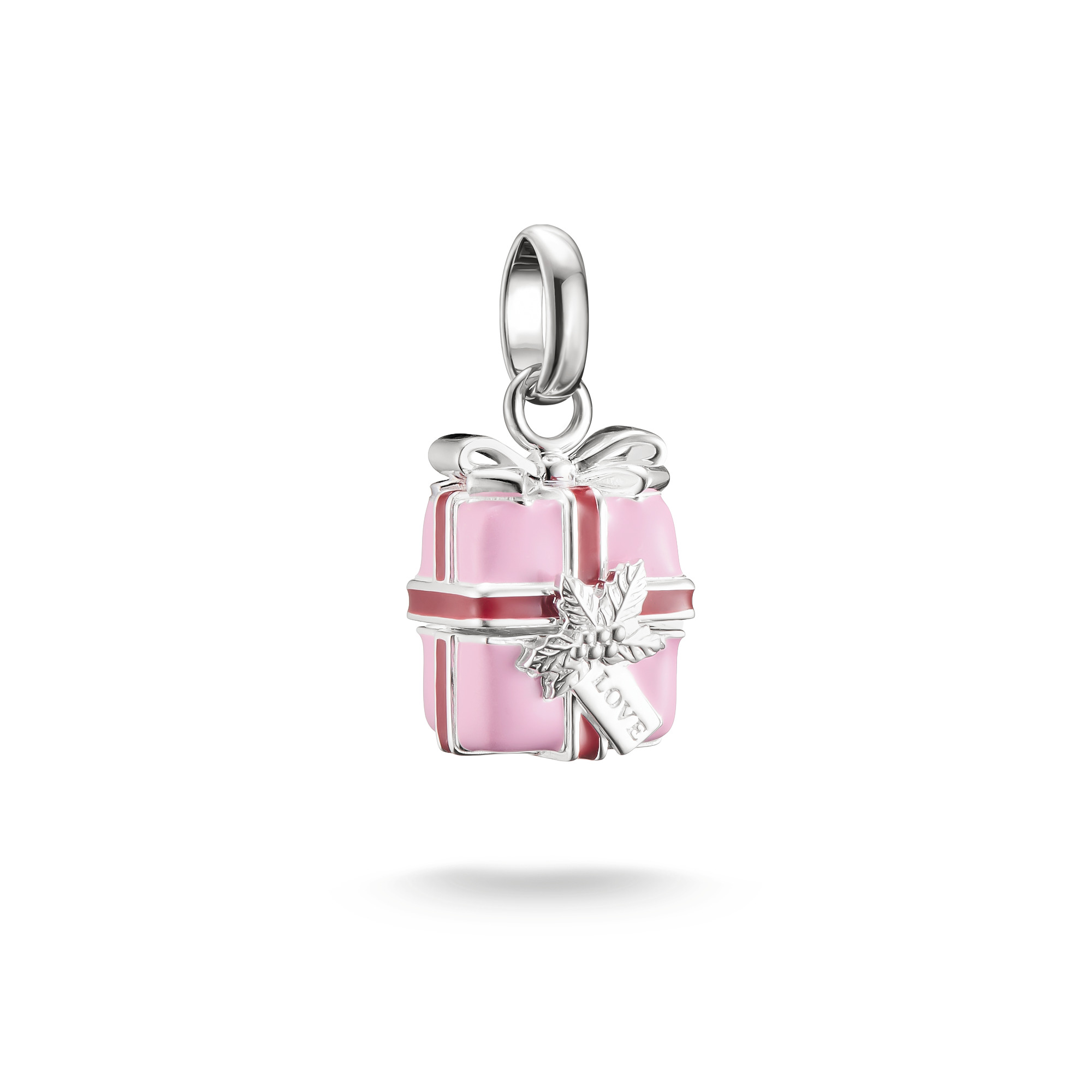 Thomas Sabo Charm-Anhänger Geschenk Pink Connect für Damen, 925 Silber, rosa und rot, ca. 21x10mm