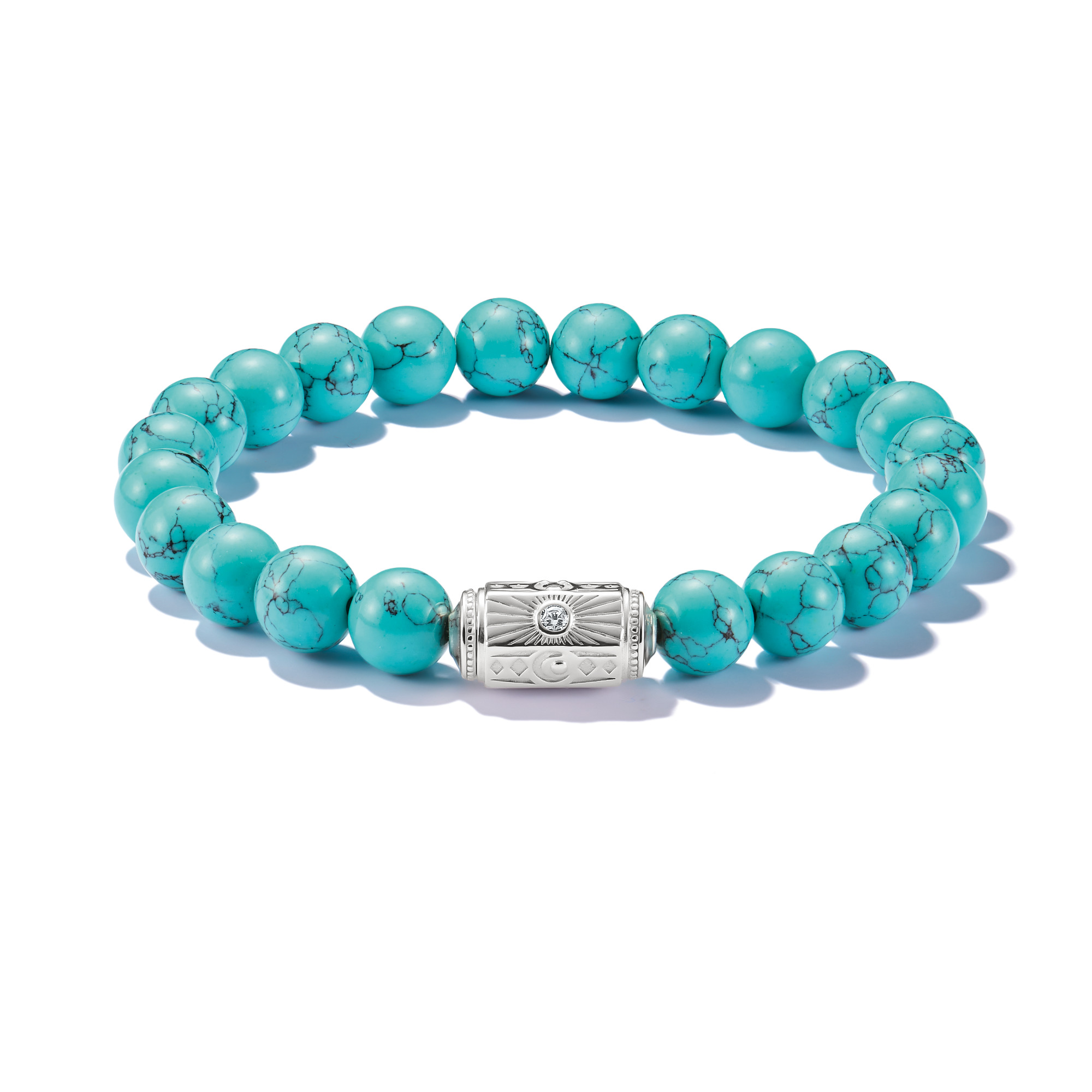 Thomas Sabo Damen Armband mit türkisen Beads aus 925 Silber, 17 cm, silber-blau, imitierter Türkis
