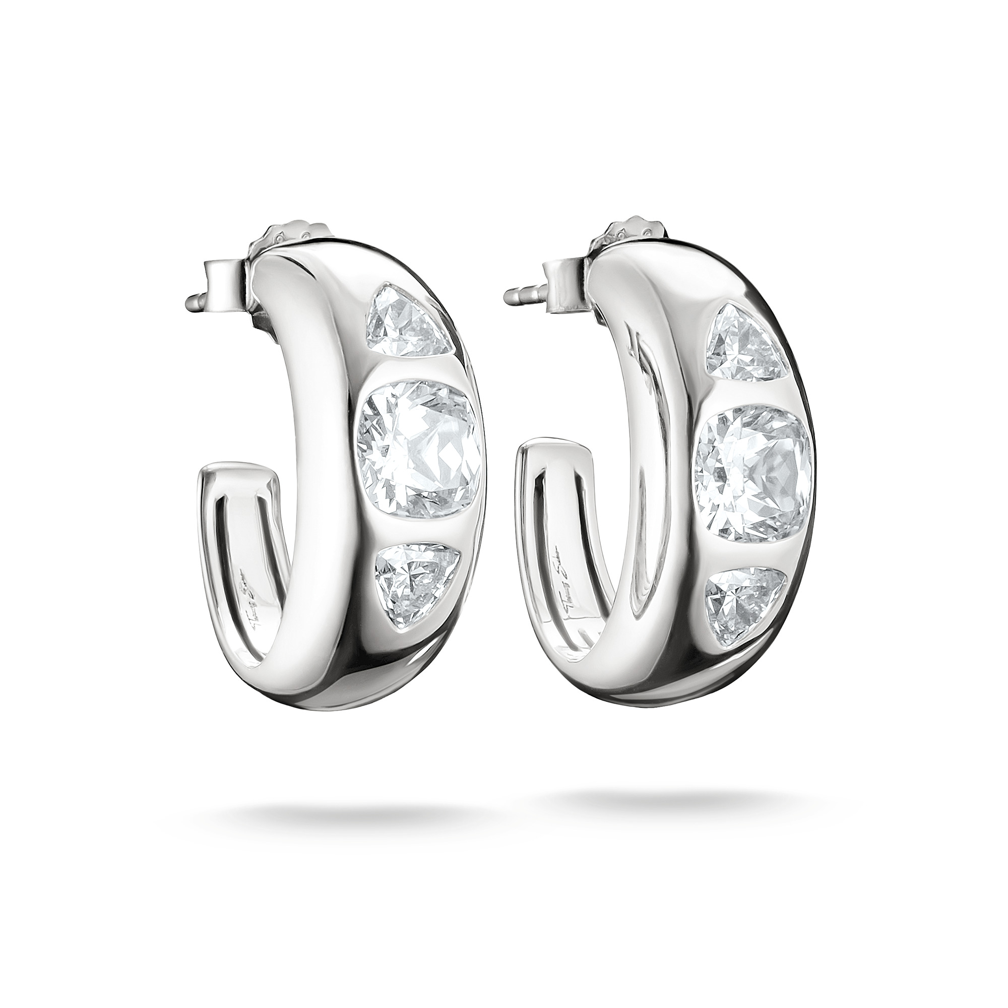 Thomas Sabo Creolen Bold Elegance mit weißen Zirkonia, 925 Silber, 7.5x20mm, Ohrschmuck für Damen