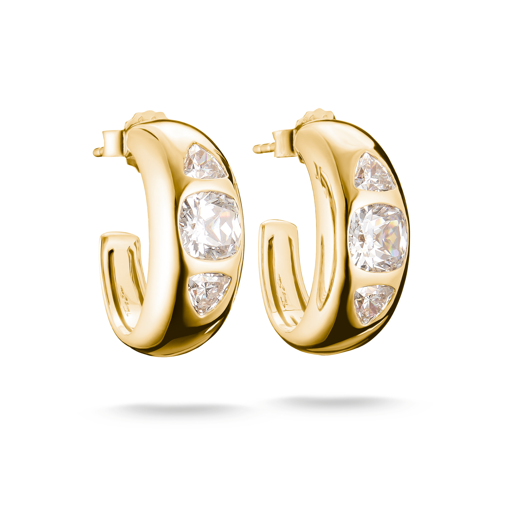 Thomas Sabo Creolen Bold Elegance 18k vergoldet mit weißen Zirkonia für Damen, 7.5x20mm, goldfarben