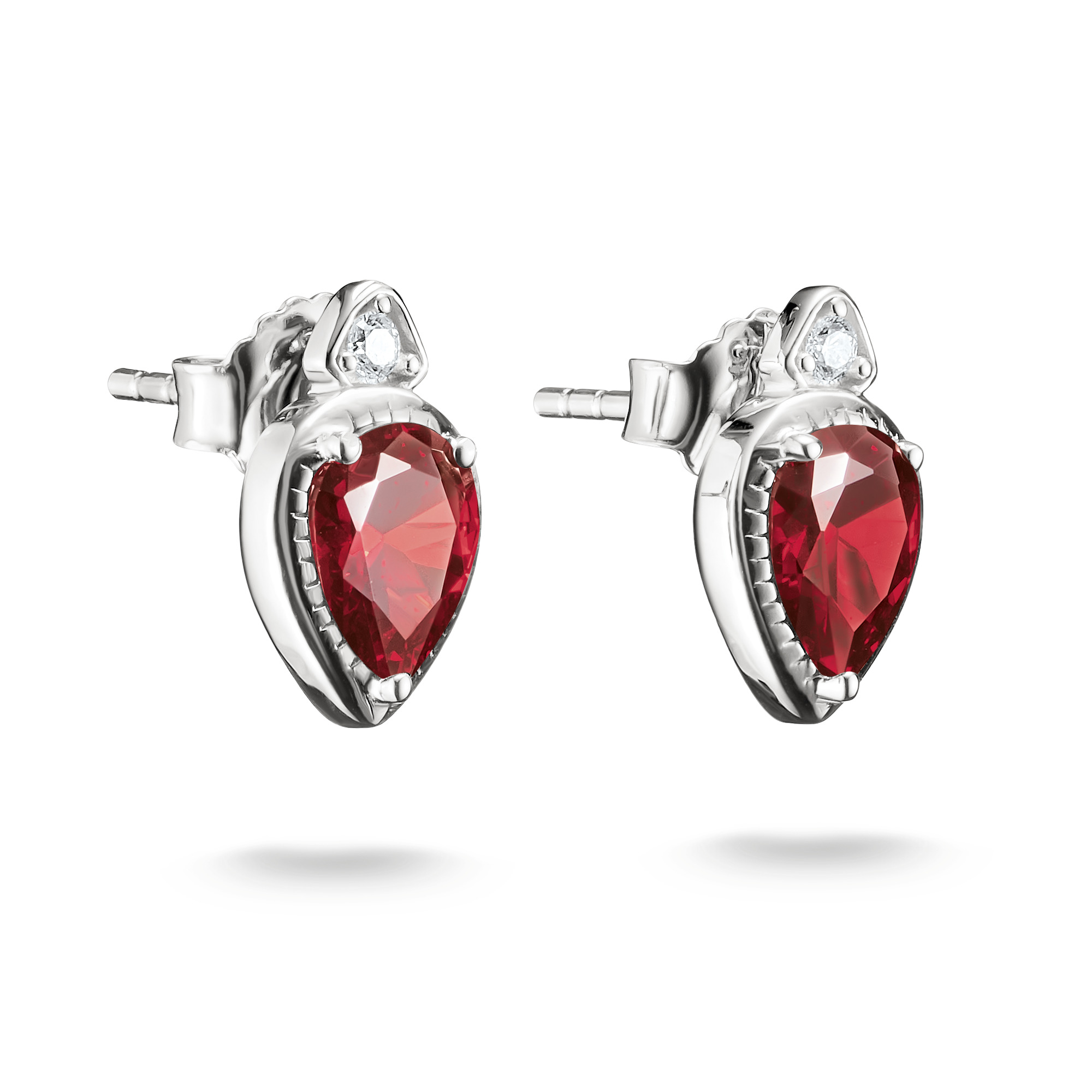 Thomas Sabo Ohrstecker Tropfen Granatrot Elyndra aus 925 Silber mit Zirkonia für Damen, 7x12mm