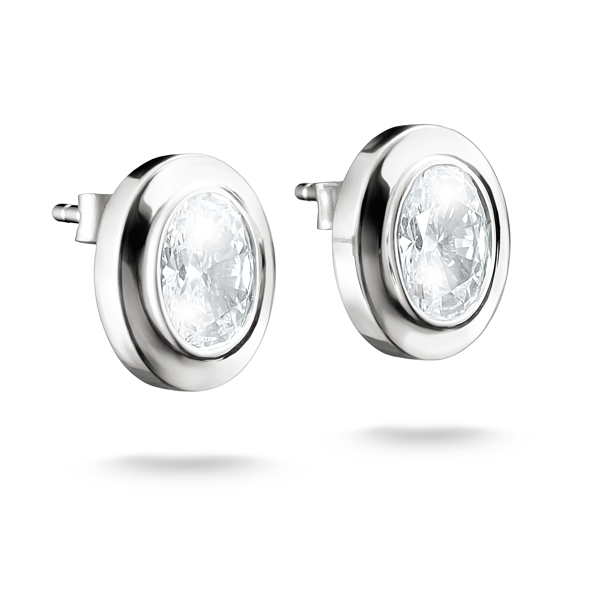 Thomas Sabo Ohrstecker Oval aus 925 Silber mit Zirkoniasteinen für Damen, 8,5x11mm, silberfarben