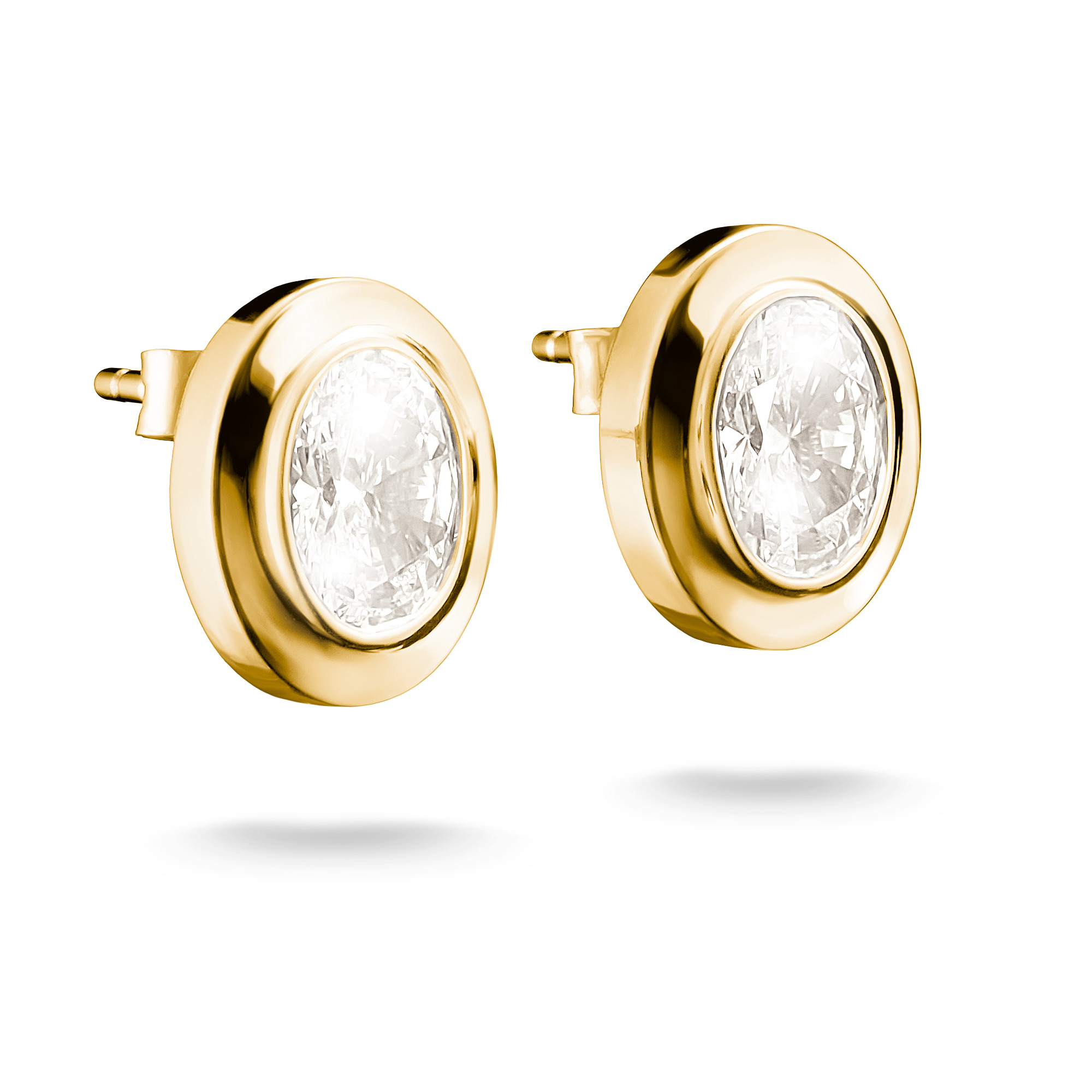 Thomas Sabo Ohrstecker Oval 18k vergoldet mit Zirkoniasteinen für Damen, 8,5x11mm, goldfarben aus 925 Silber