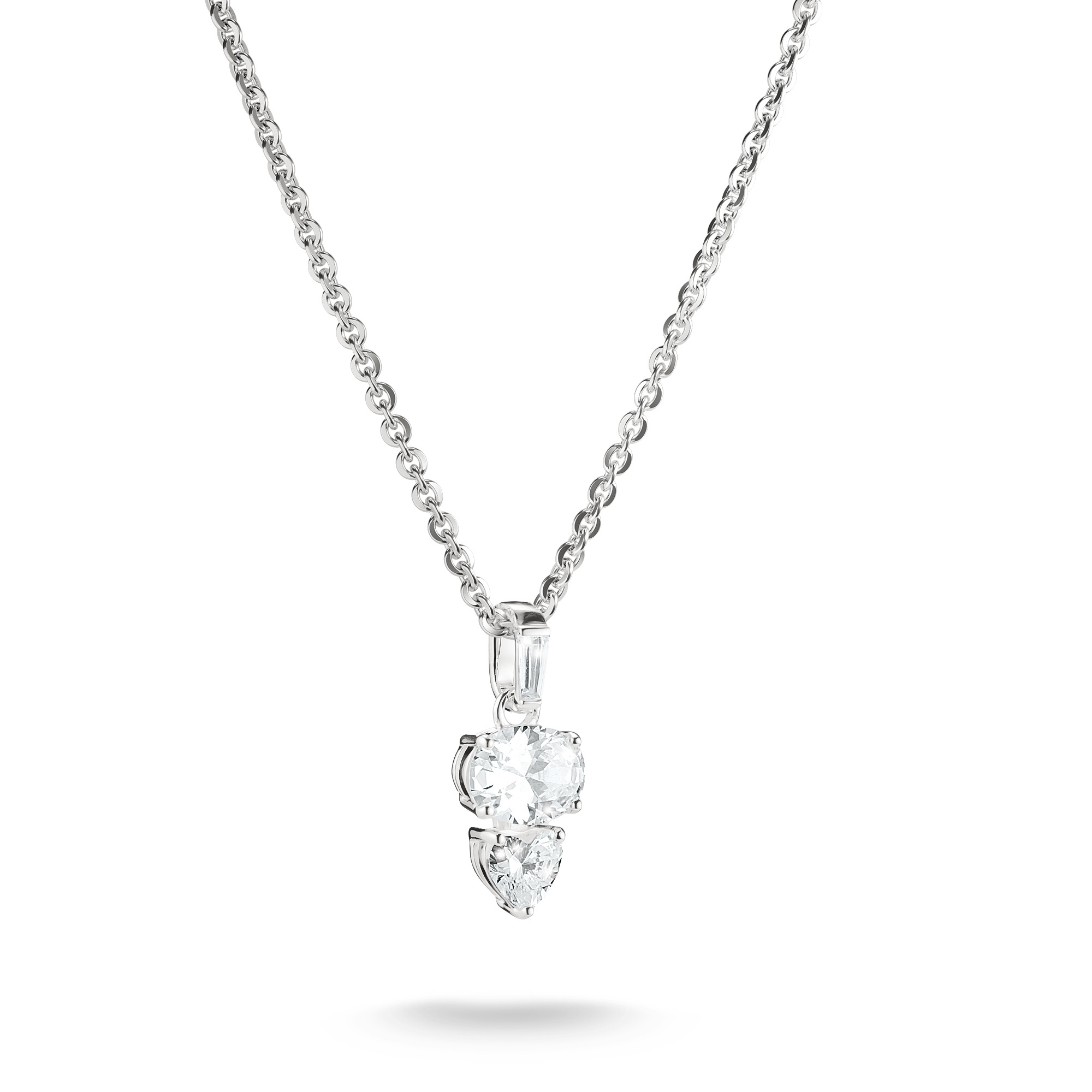 Thomas Sabo Damen Kette mit ovalem Herz und Zirkoniasteinen, 925 Silber, 40-45 cm, silberfarben