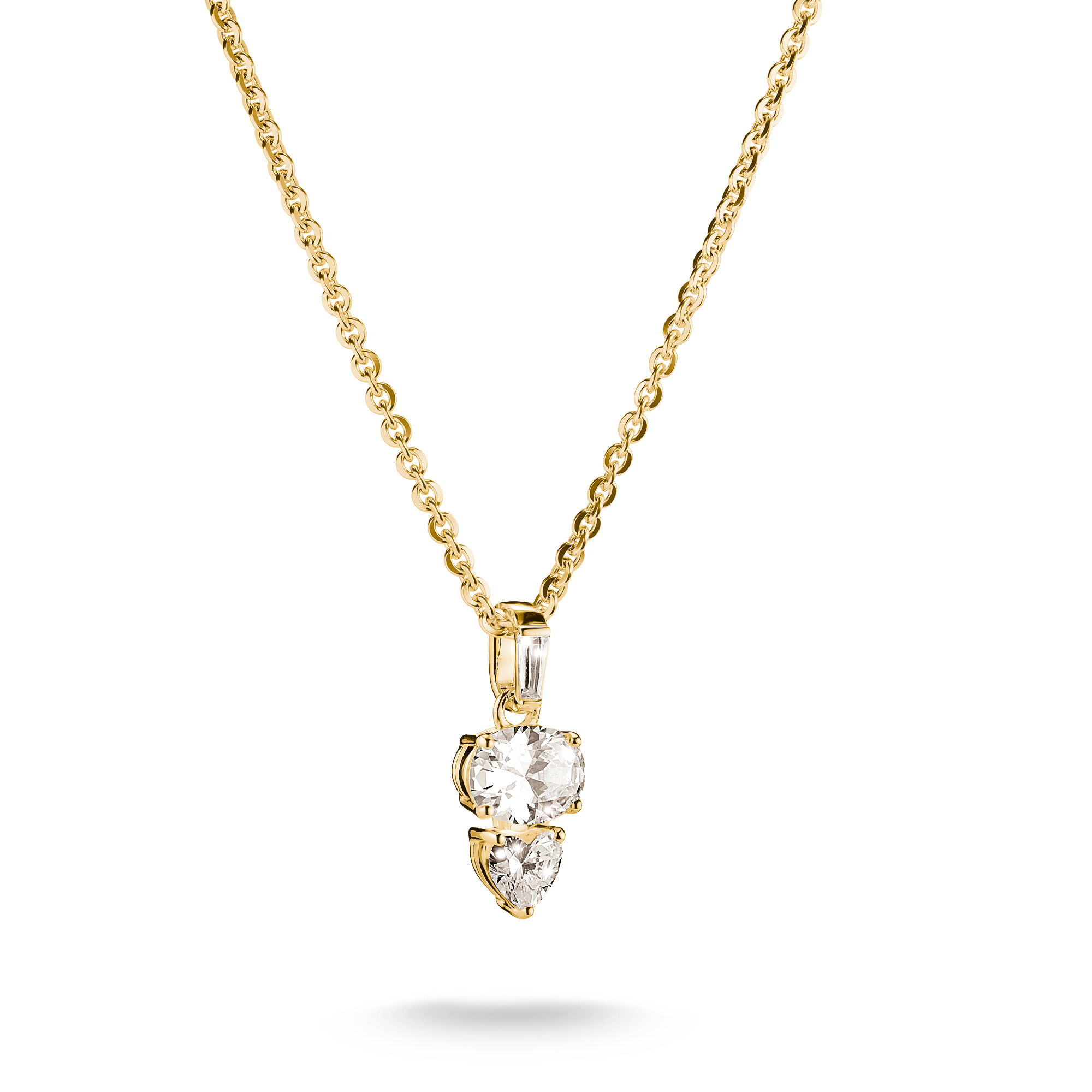 Thomas Sabo Kette Oval Herz mit Zirkoniasteinen, 18k vergoldet, 925 Silber, Damen, 40-45 cm, goldfarben