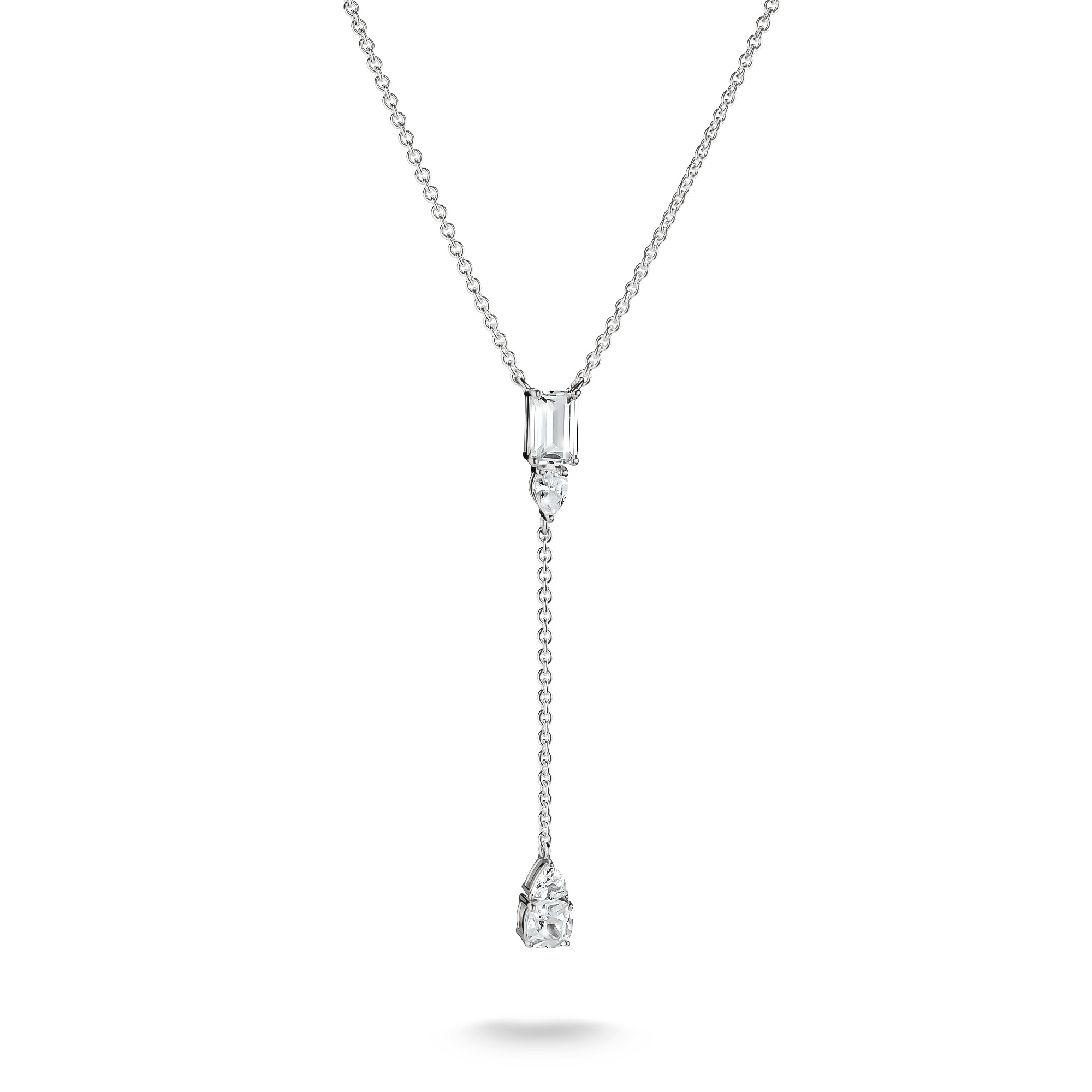 Thomas Sabo Y-Form Kette mit weißen Zirkoniasteinen aus 925 Silber, 45-50 cm, elegant und zeitlos