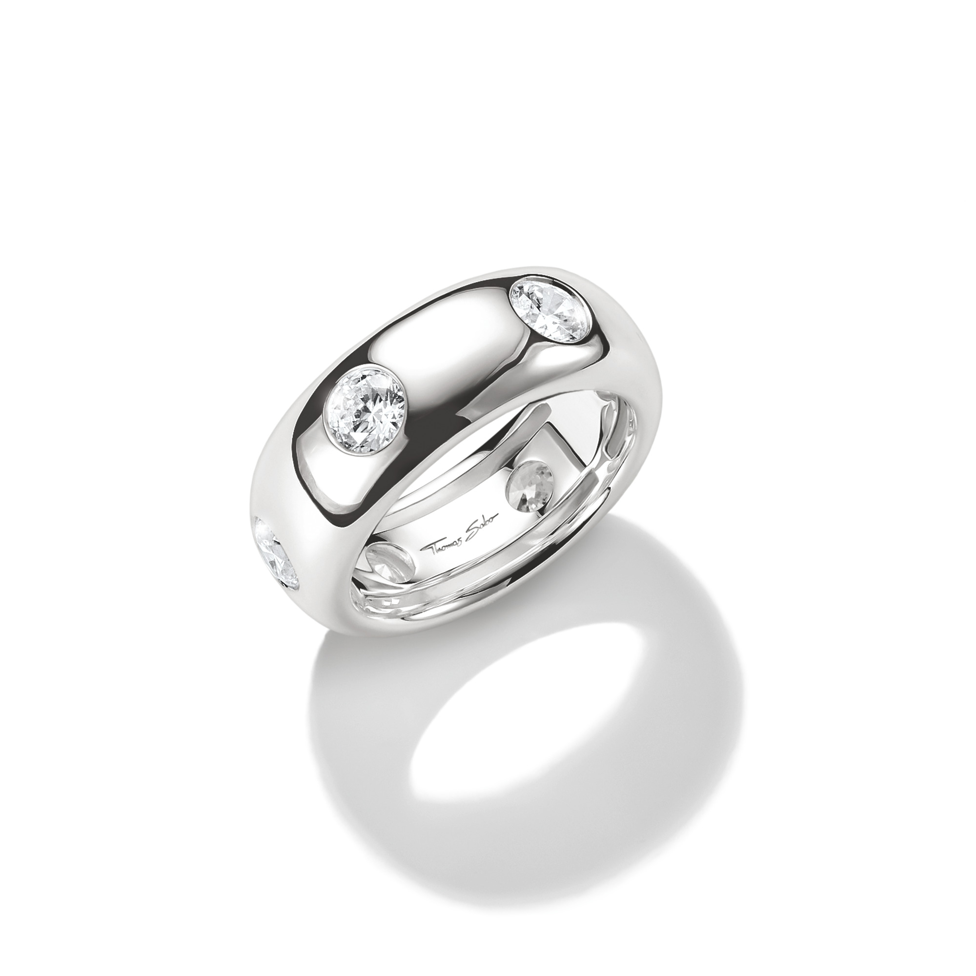 Thomas Sabo Ring Bold Elegance mit weißen Zirkoniasteinen, 925 Silber, Damen, Ringgröße 56, silberfarben