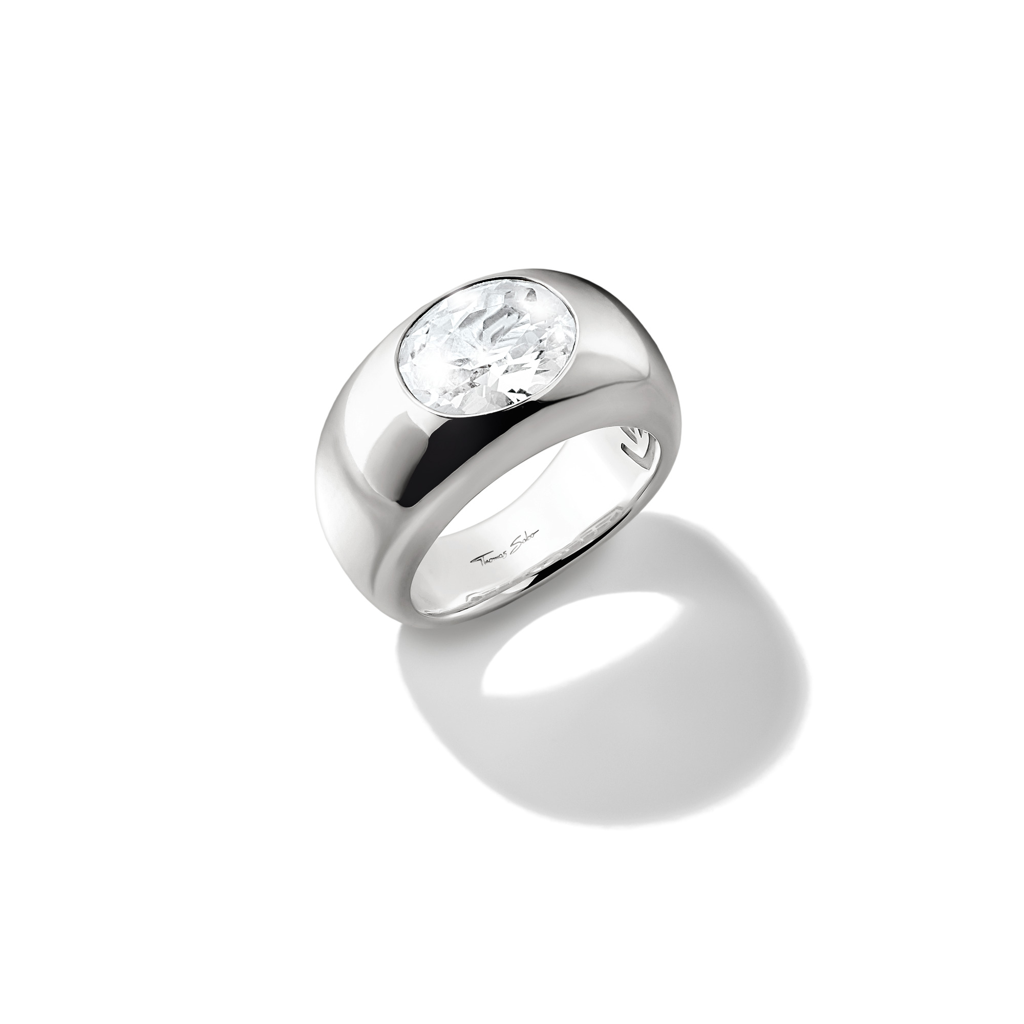 Thomas Sabo Damenring Bold Elegance mit weißem Zirkoniastein aus 925 Silber, Größe 58, silberfarben
