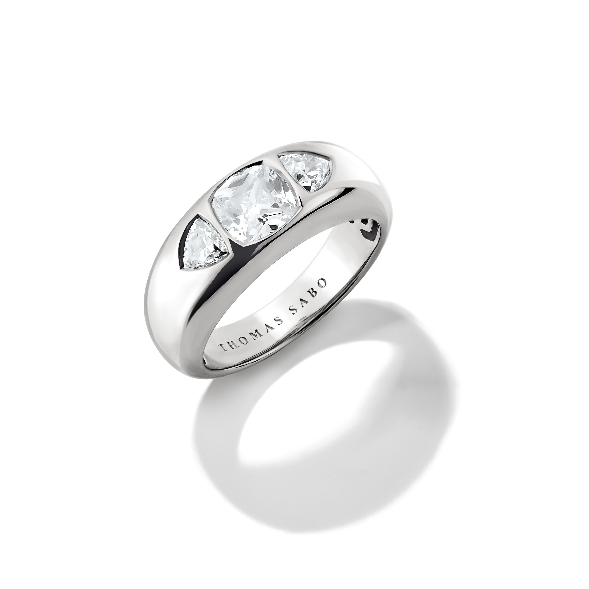 Thomas Sabo Damenring aus 925 Silber mit facettierten weißen Zirkoniasteinen, Größe 56, silberfarben