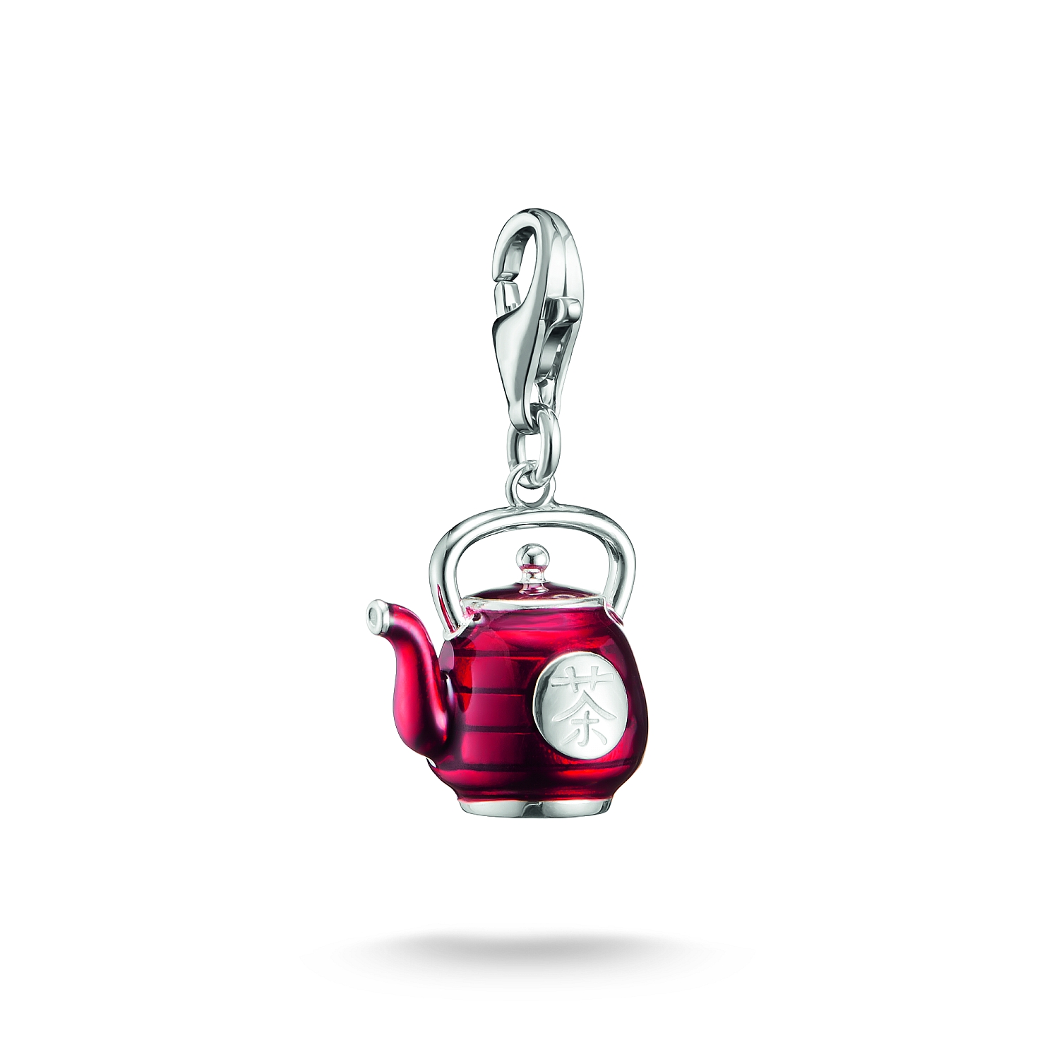 Thomas Sabo Charm-Anhänger Japanische Teekanne aus 925 Silber mit kaltem Emaille für Damen, 12x21mm,
