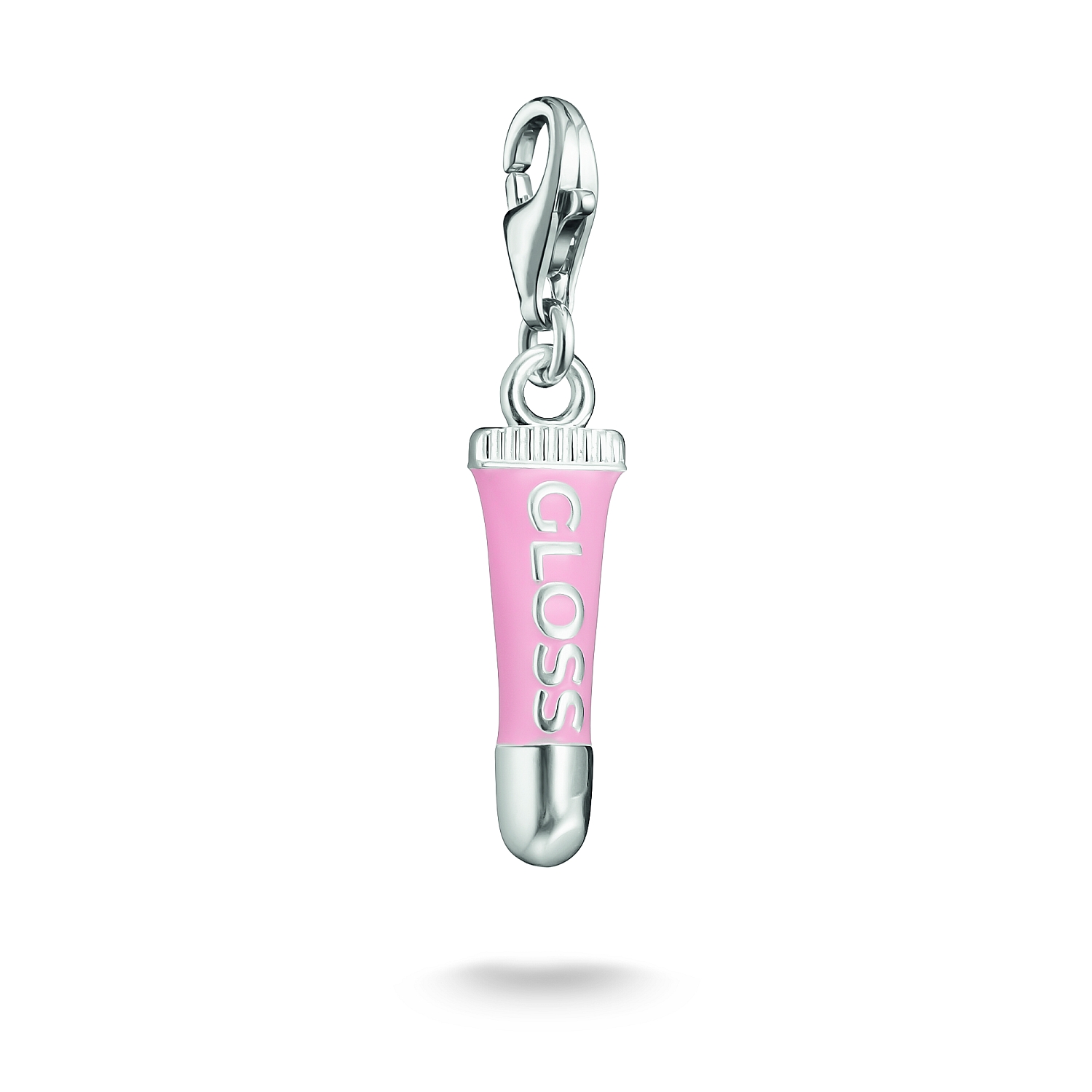 Thomas Sabo Charm-Anhänger Lipgloss aus 925 Silber in Silber und Rosa für Damen, 6,5x25 mm