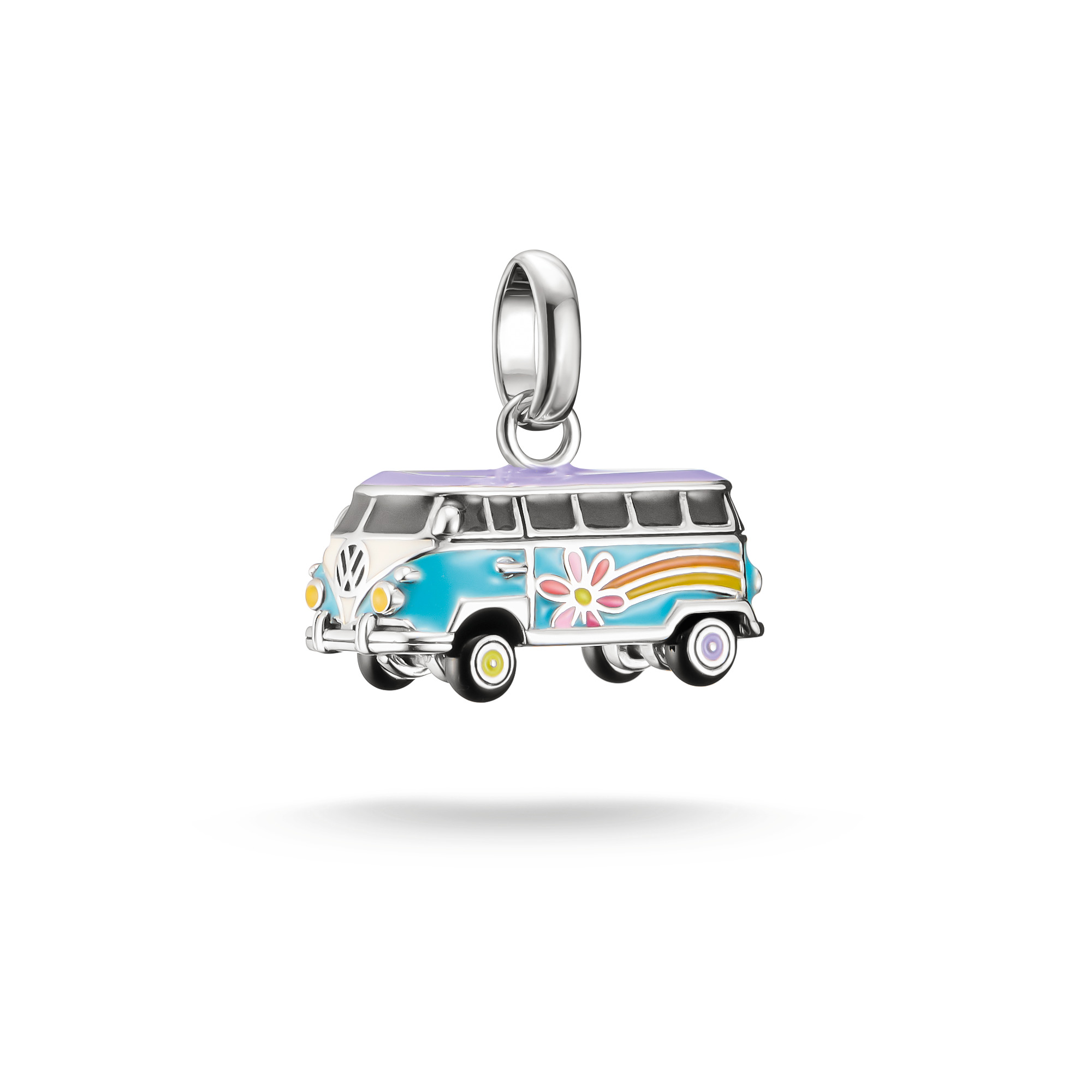 Thomas Sabo Charm-Anhänger Volkswagen Hippie-Bus aus 925er Silber für Damen, bunt, 17x18.5mm